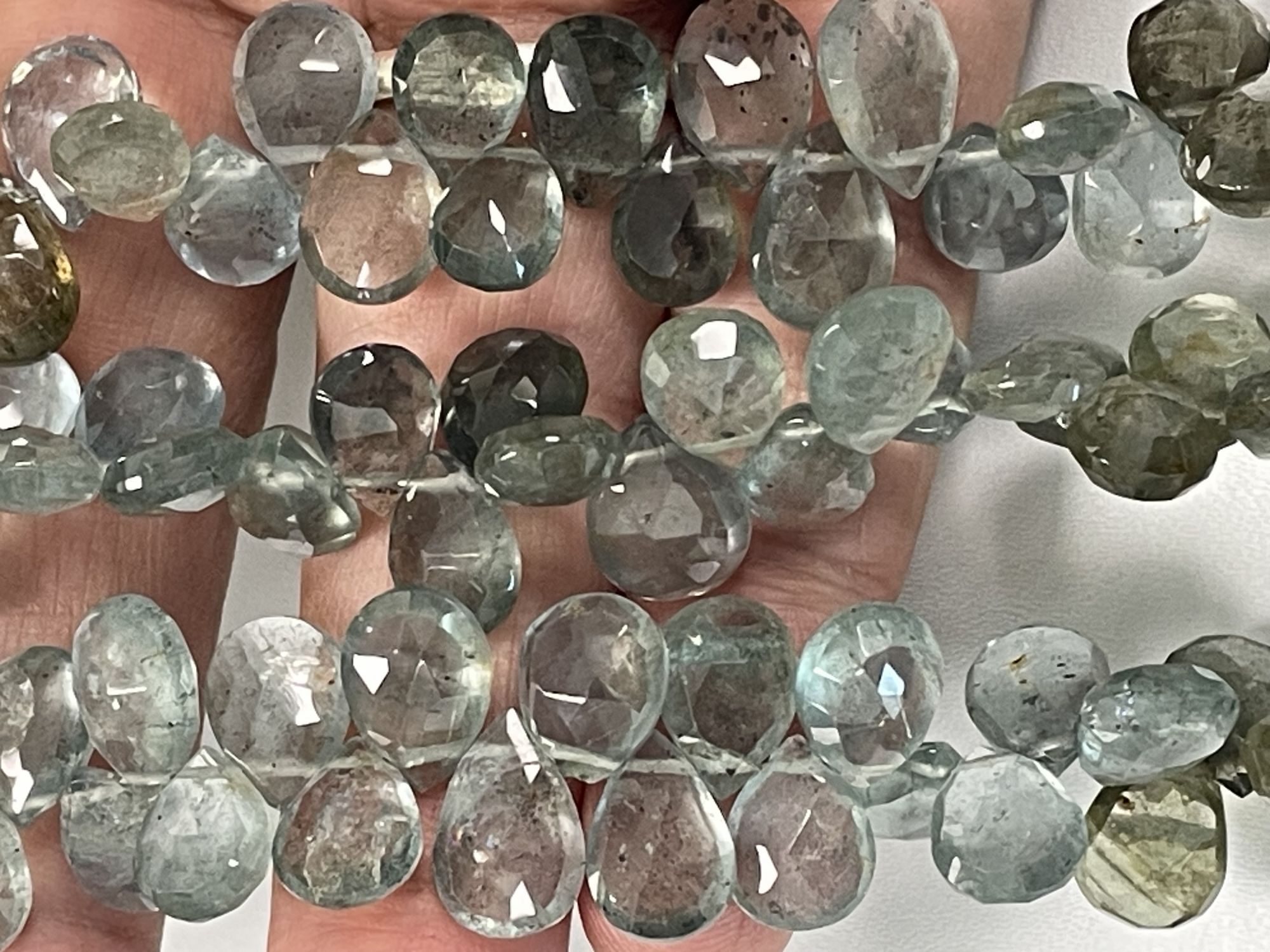 Shaded Moss Aquamarine Pear Faceted