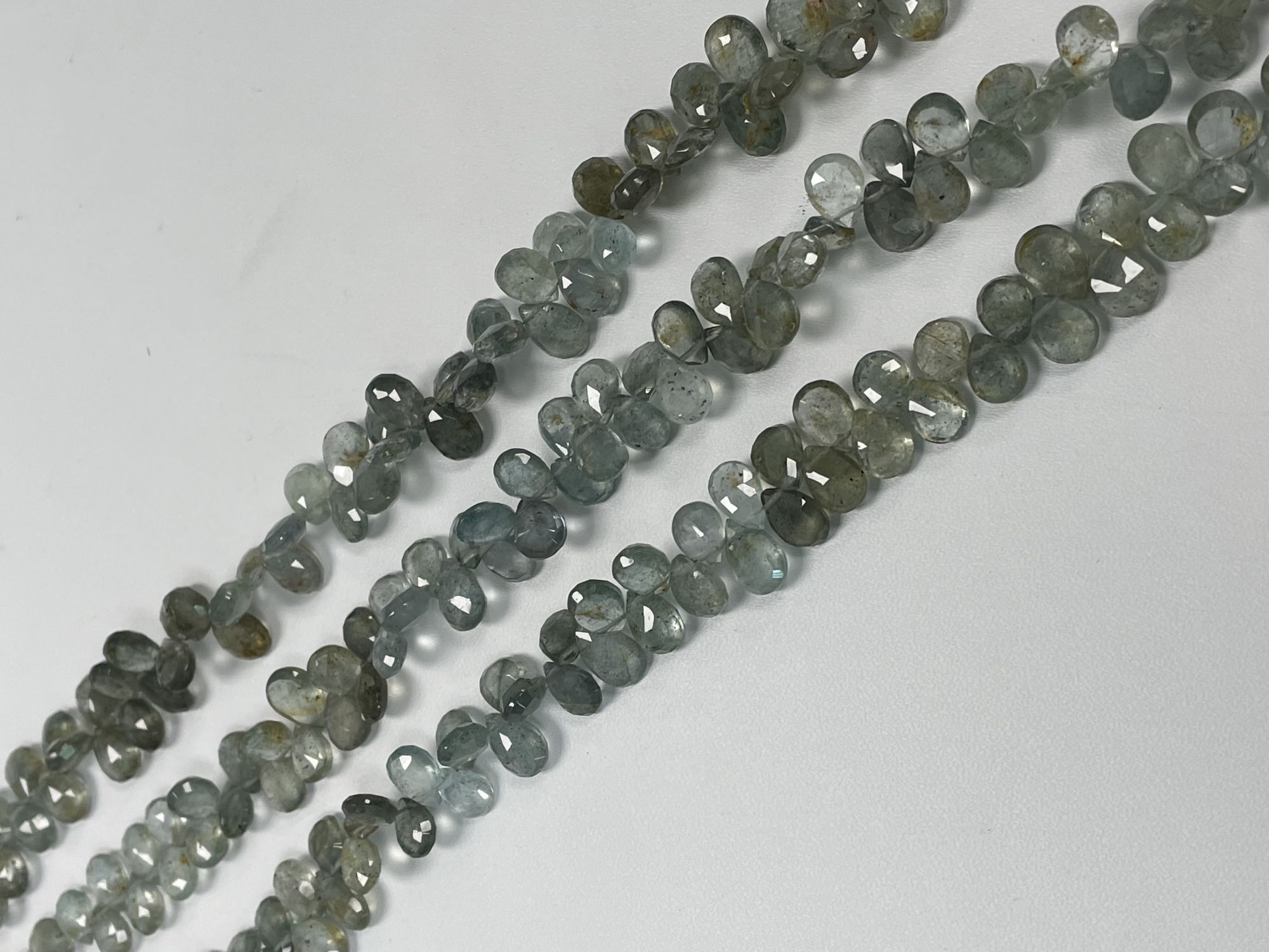 Shaded Moss Aquamarine Pear Faceted
