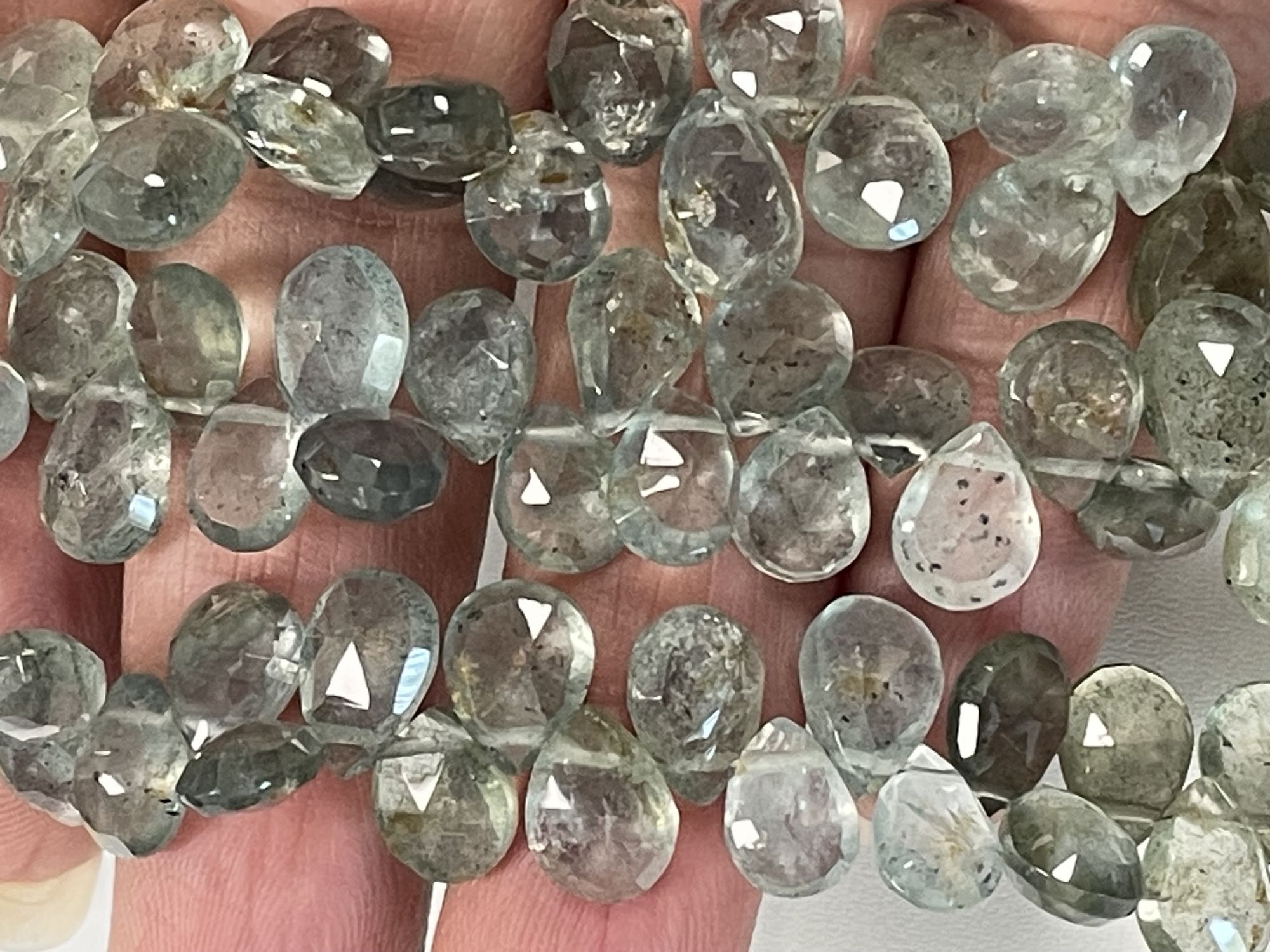 Shaded Moss Aquamarine Pear Faceted