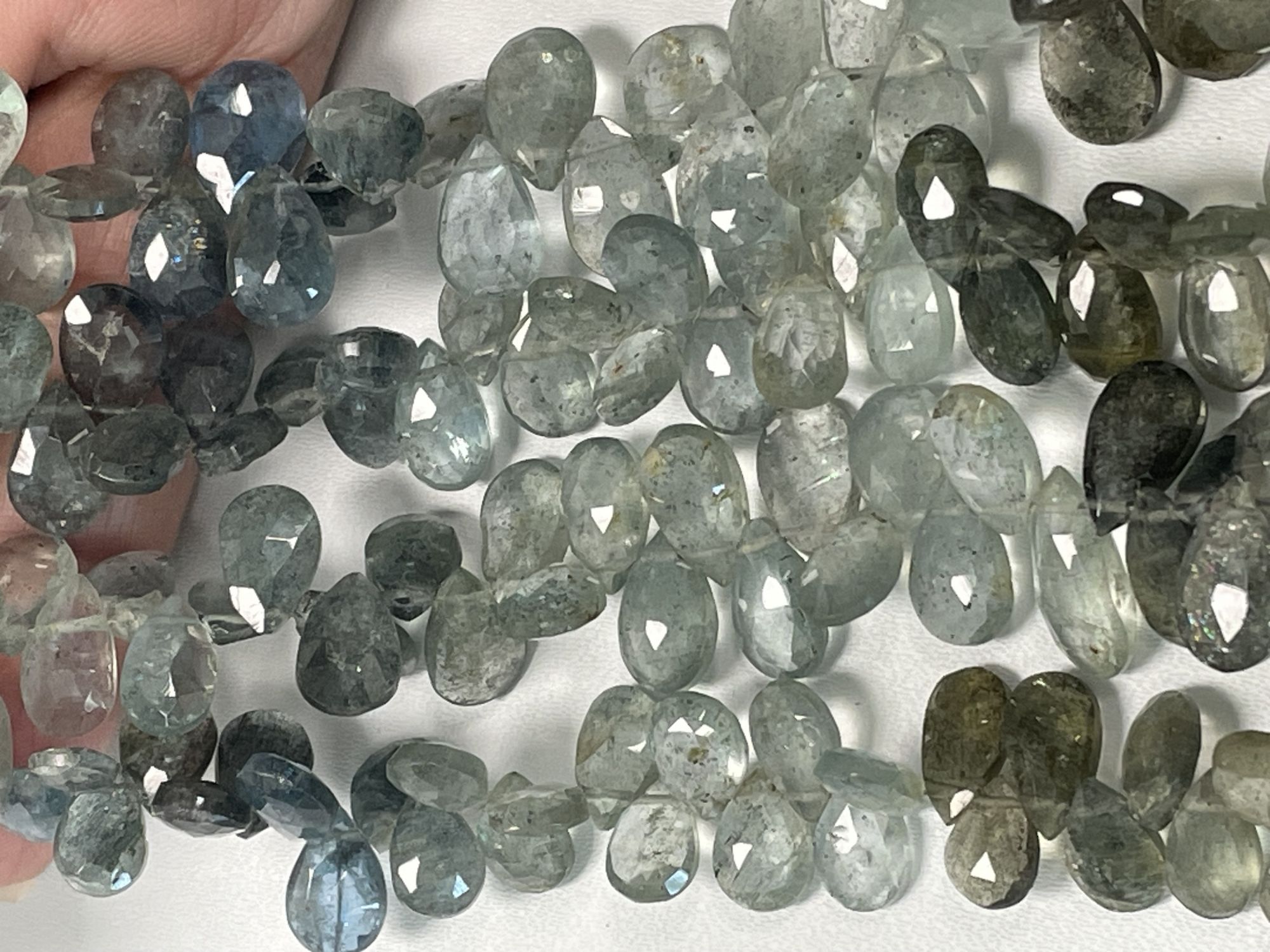 Shaded Moss Aquamarine Pear Faceted