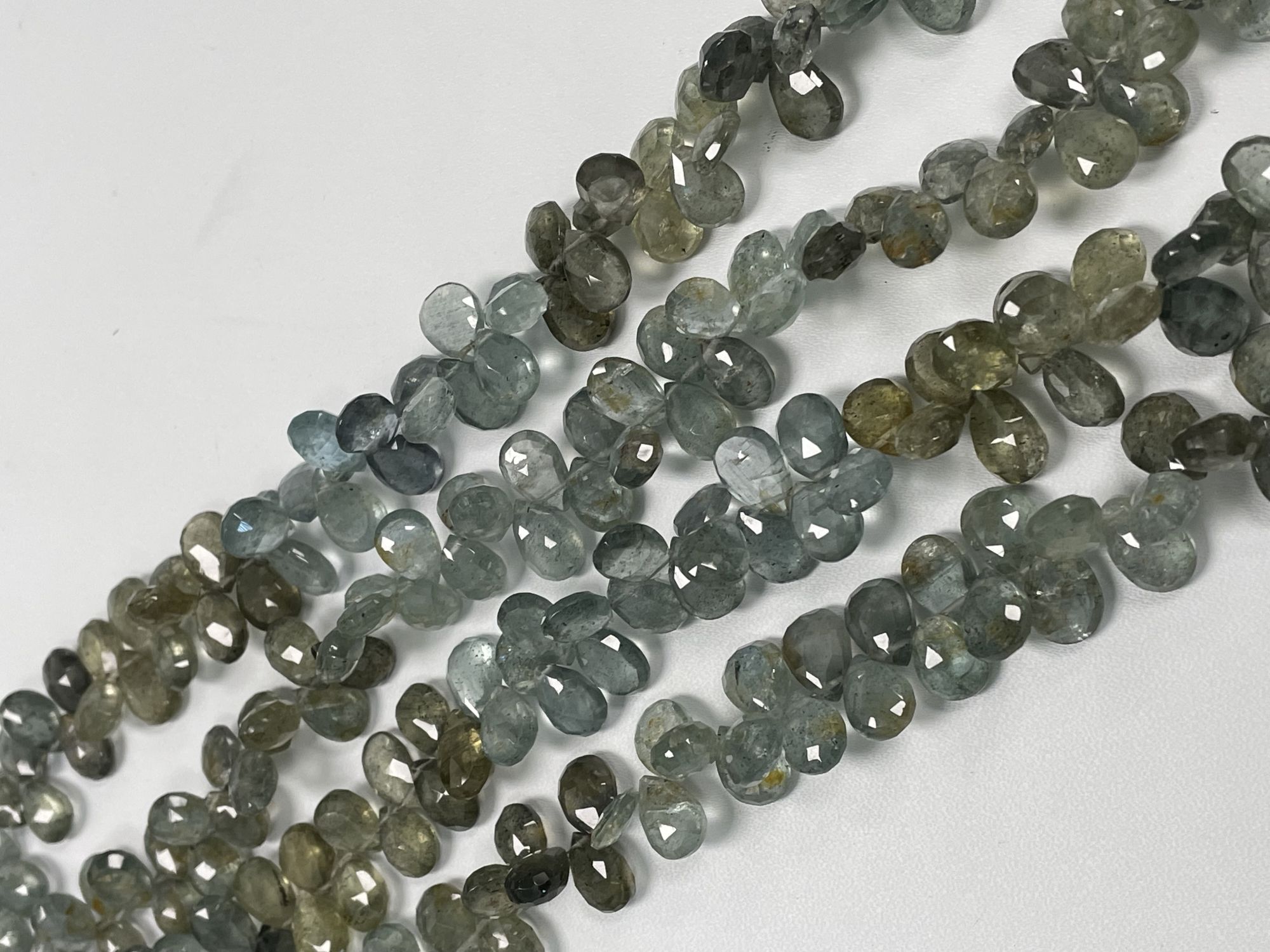 Shaded Moss Aquamarine Pear Faceted