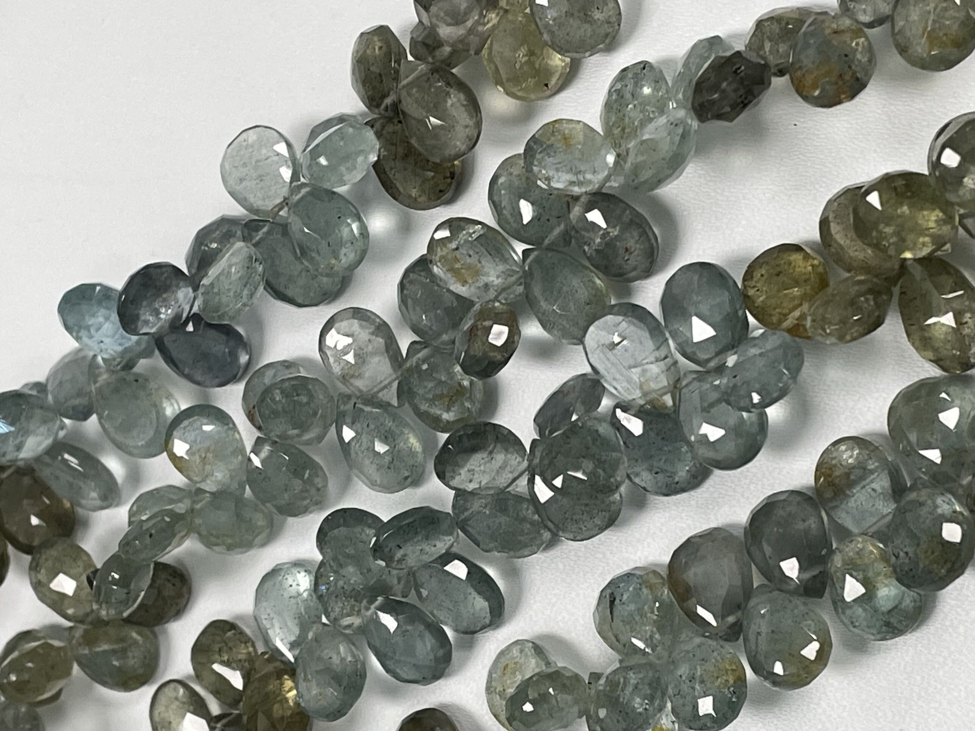 Shaded Moss Aquamarine Pear Faceted