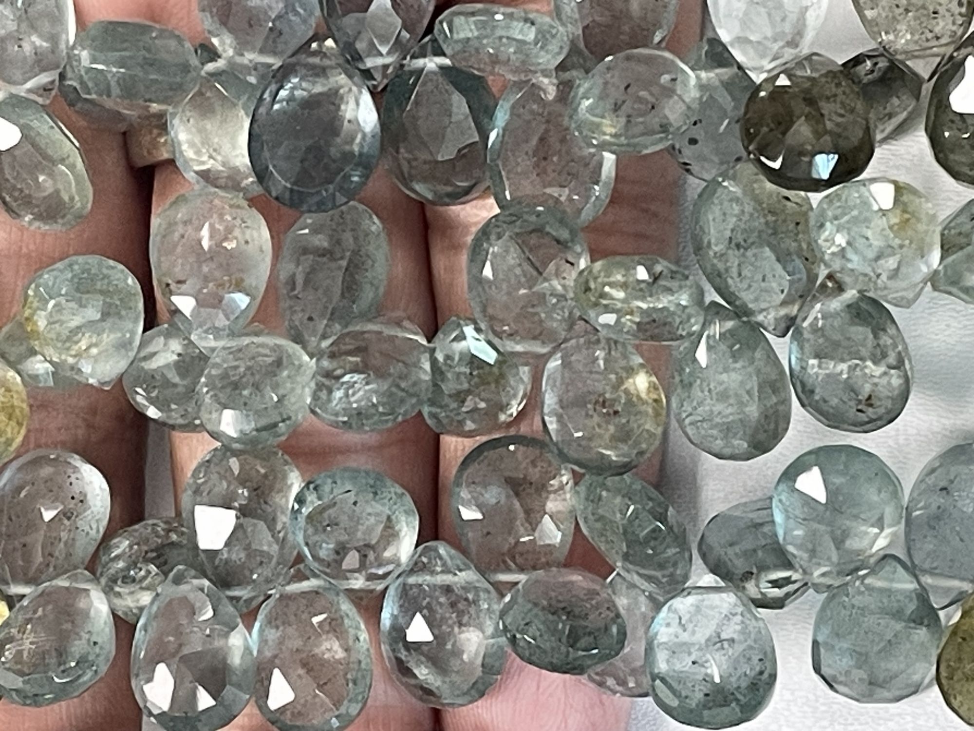 Shaded Moss Aquamarine Pear Faceted