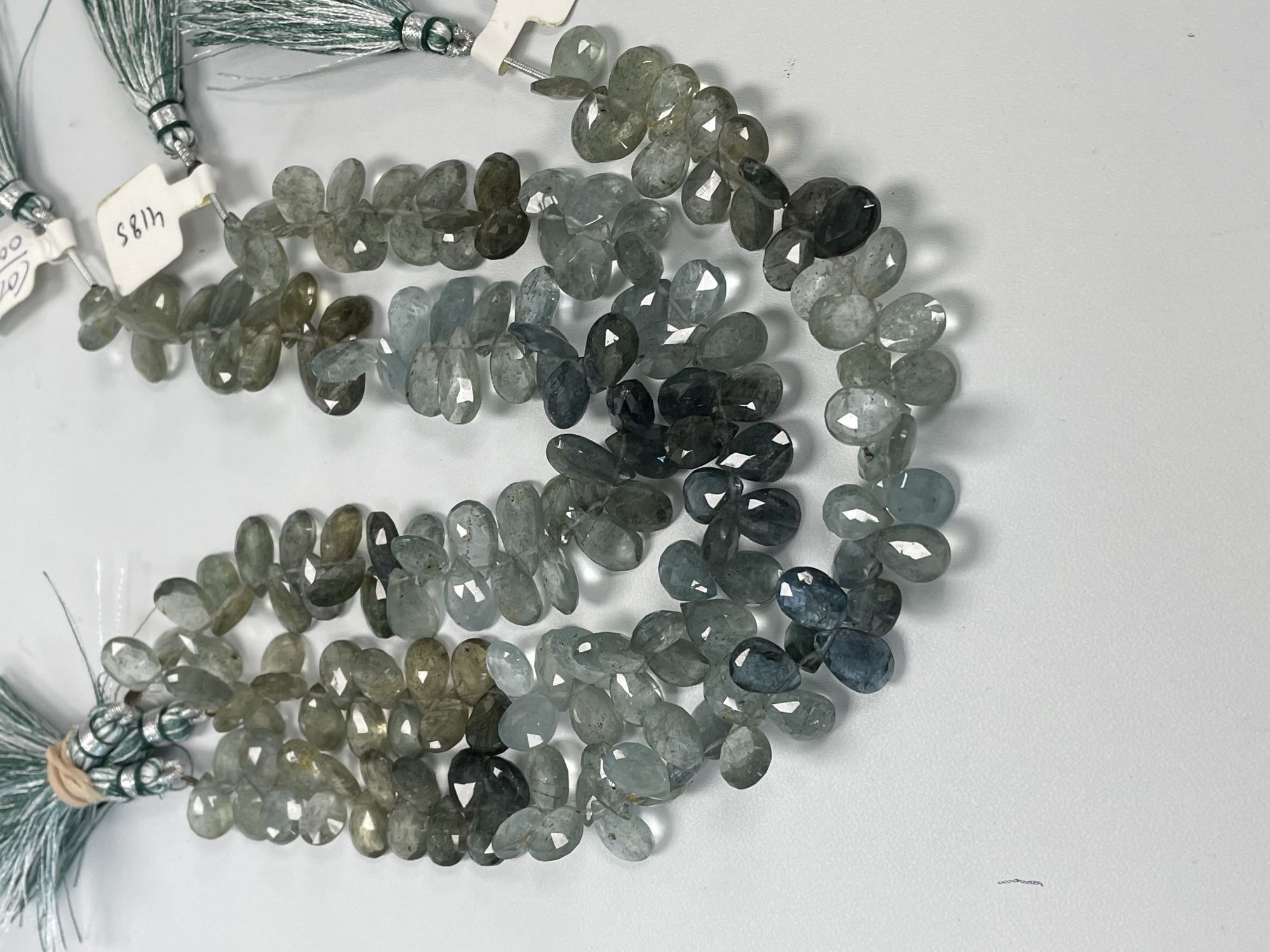 Shaded Moss Aquamarine Pear Faceted