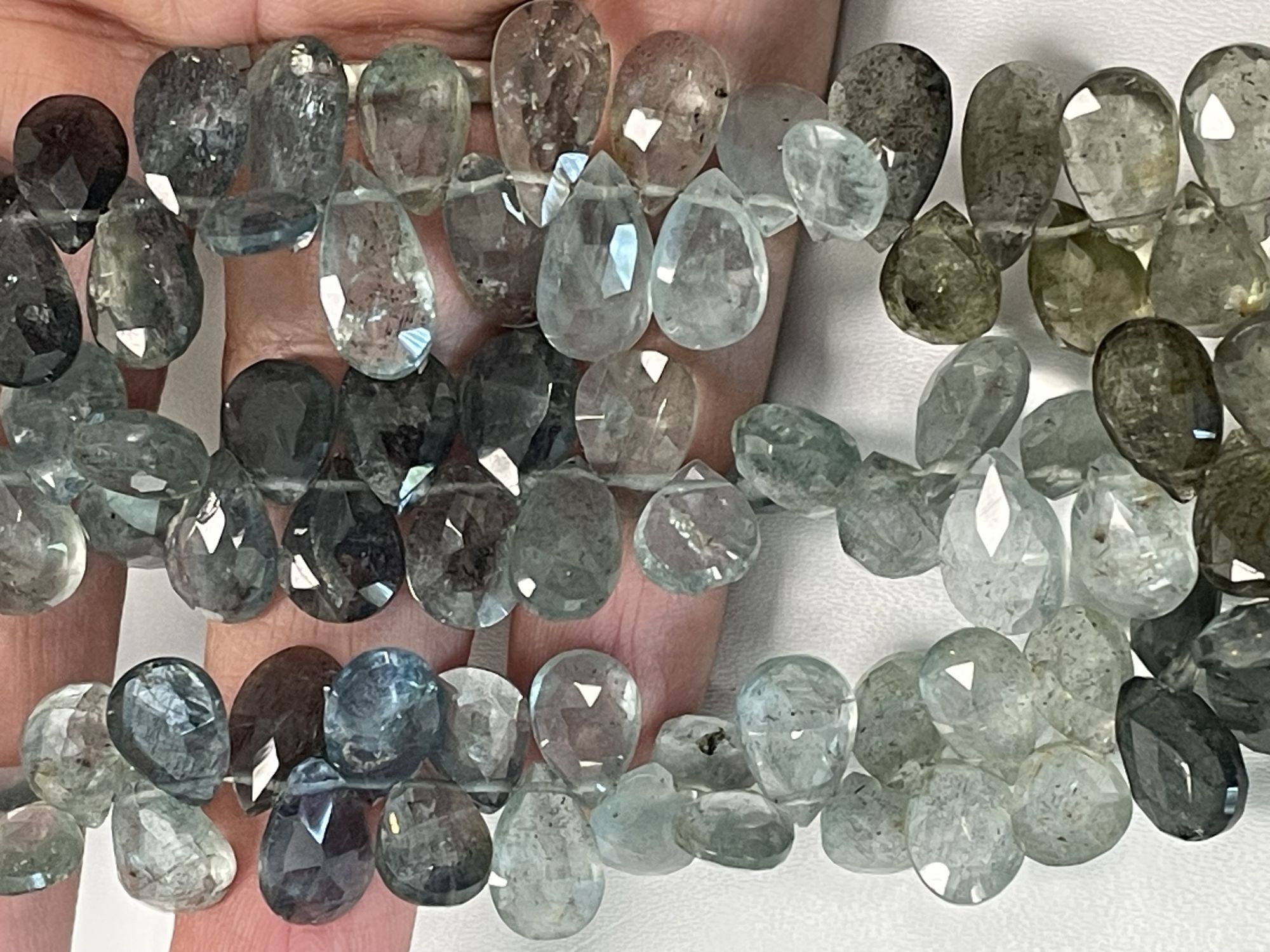 Shaded Moss Aquamarine Pear Faceted