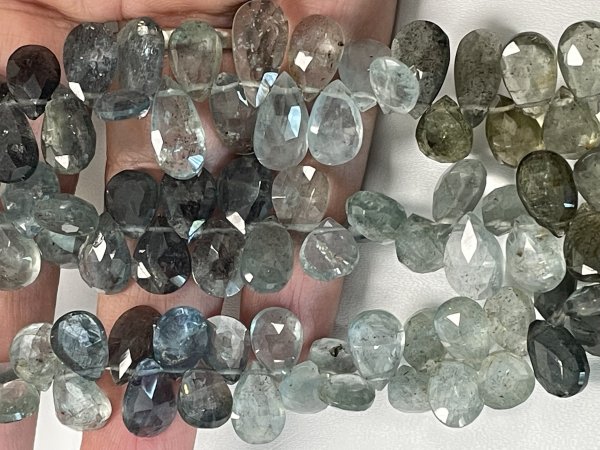 Shaded Moss Aquamarine Pear Faceted