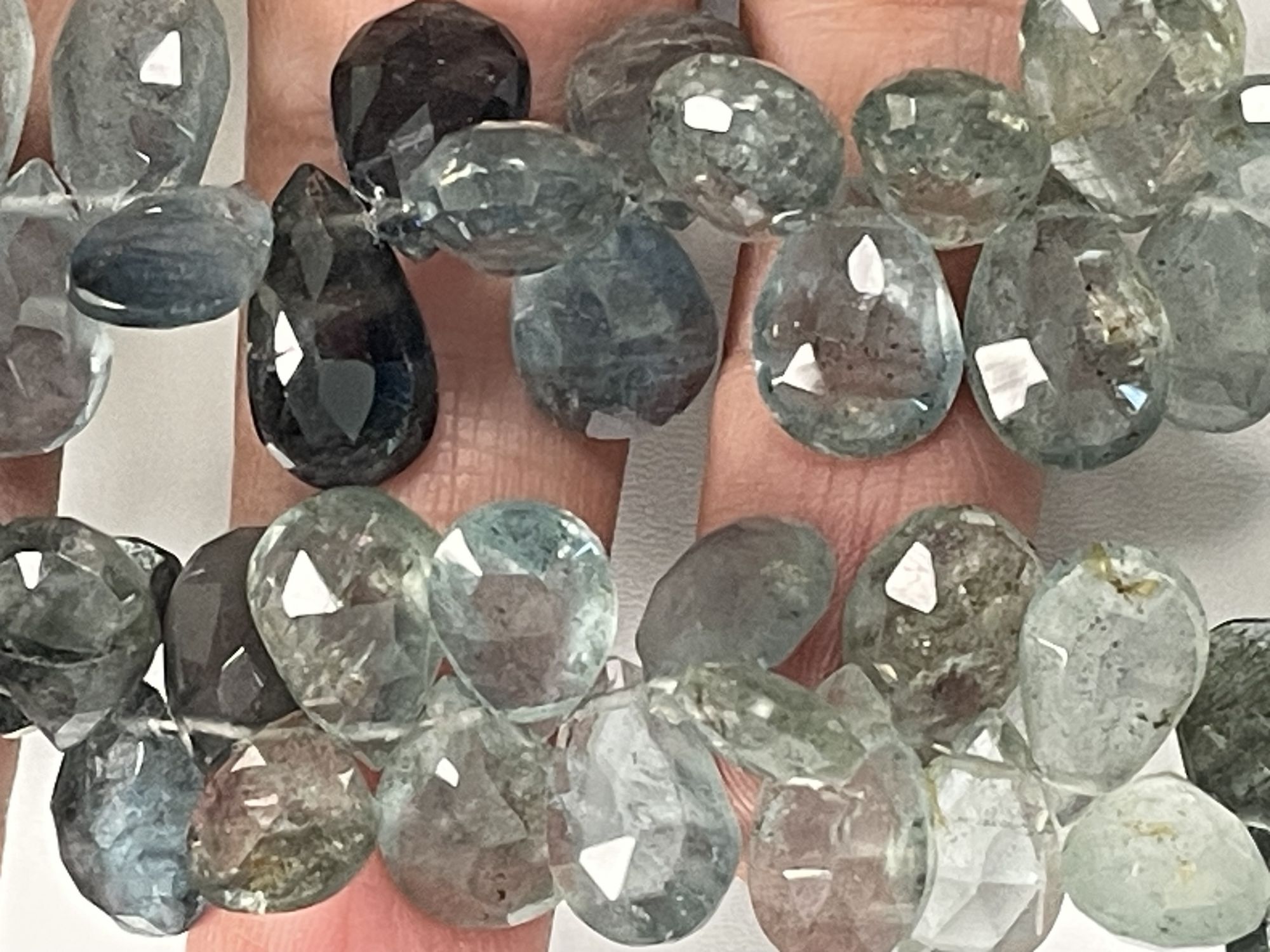 Shaded Moss Aquamarine Pear Faceted