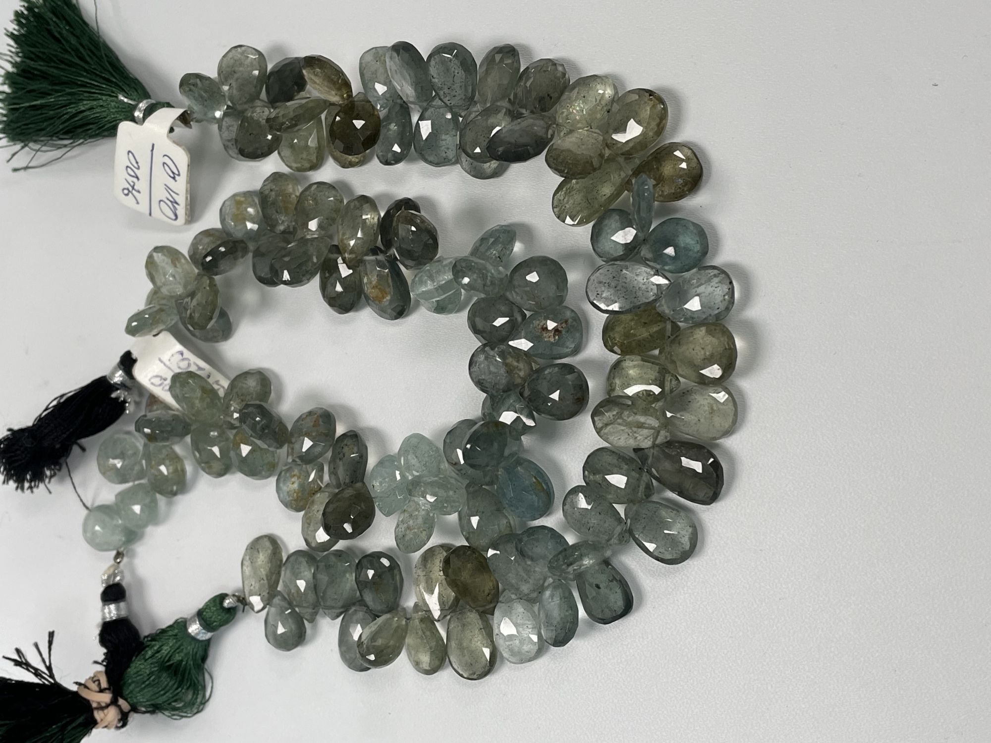 Shaded Moss Aquamarine Pear Faceted