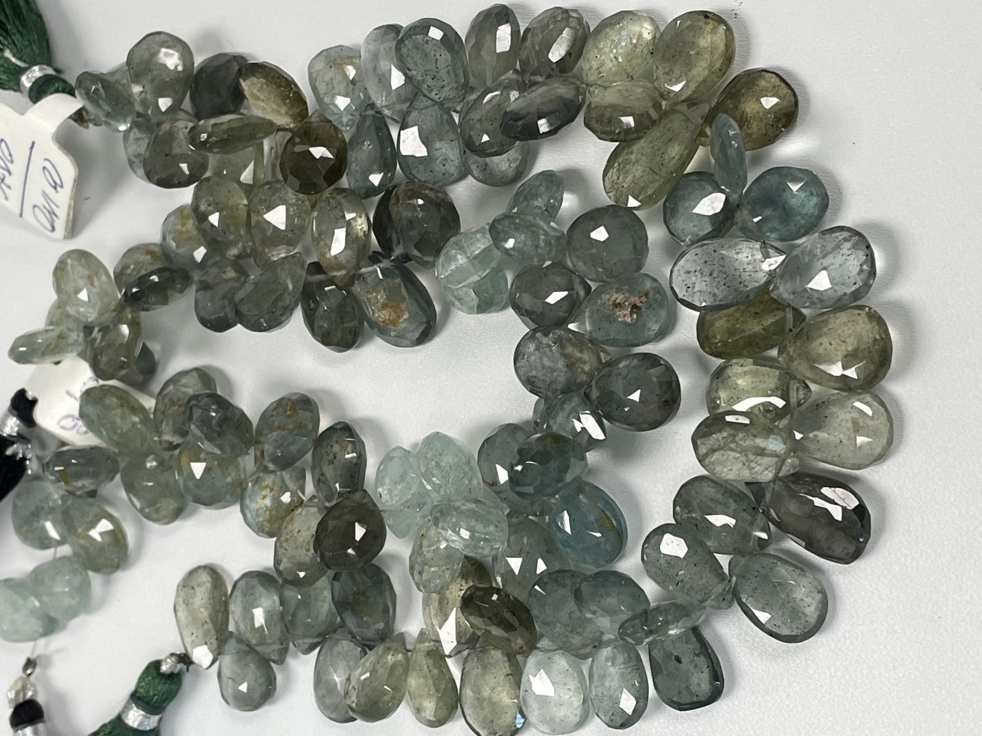 Shaded Moss Aquamarine Pear Faceted