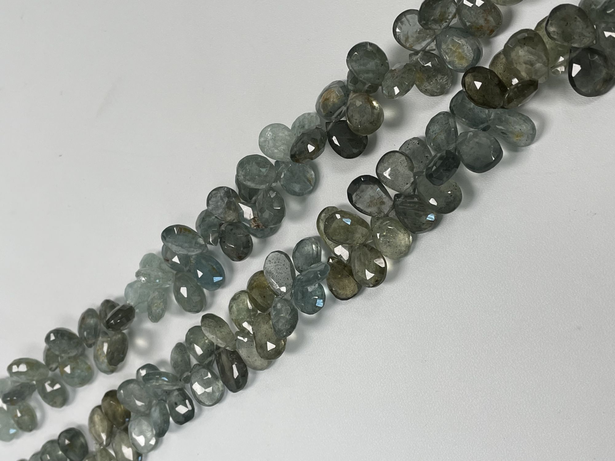 Shaded Moss Aquamarine Pear Faceted