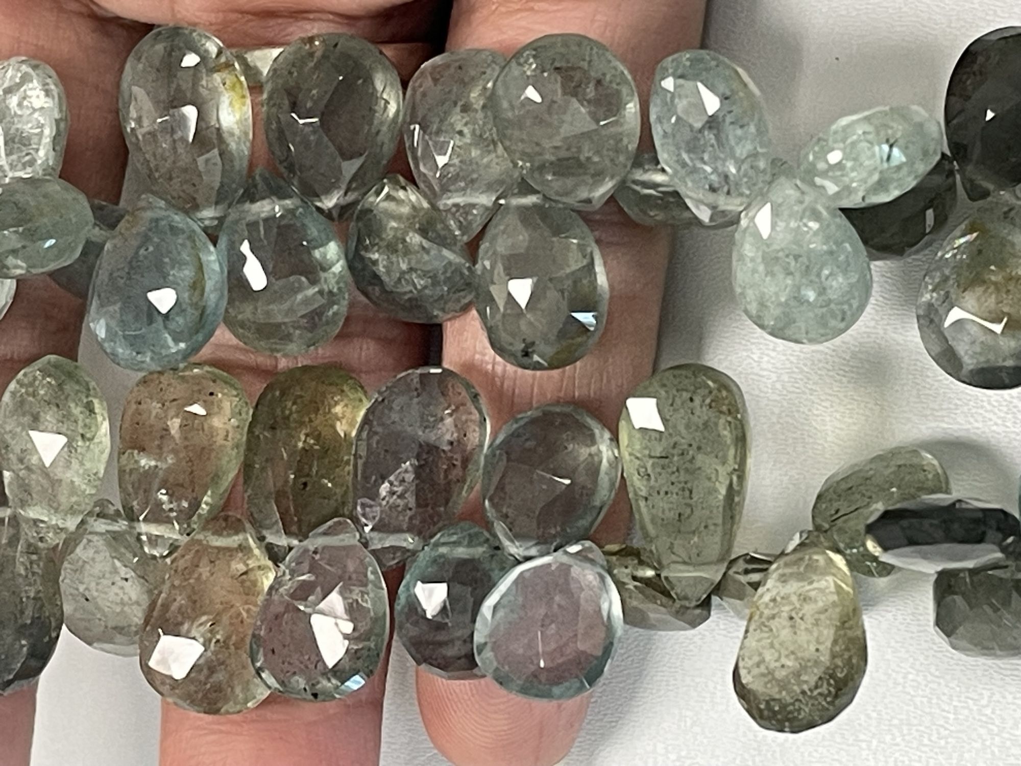 Shaded Moss Aquamarine Pear Faceted