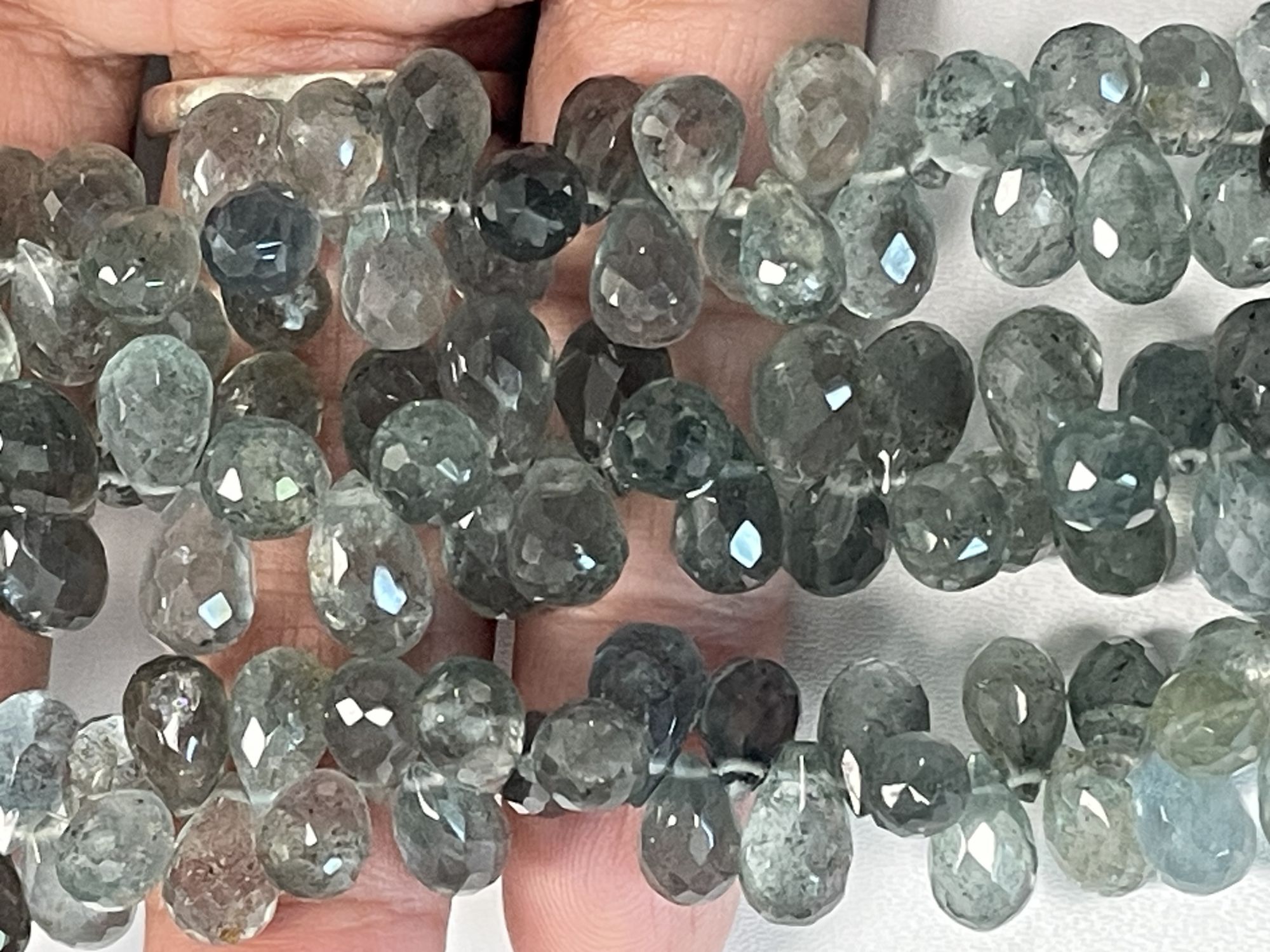 Shaded Moss Aquamarine Drop Faceted