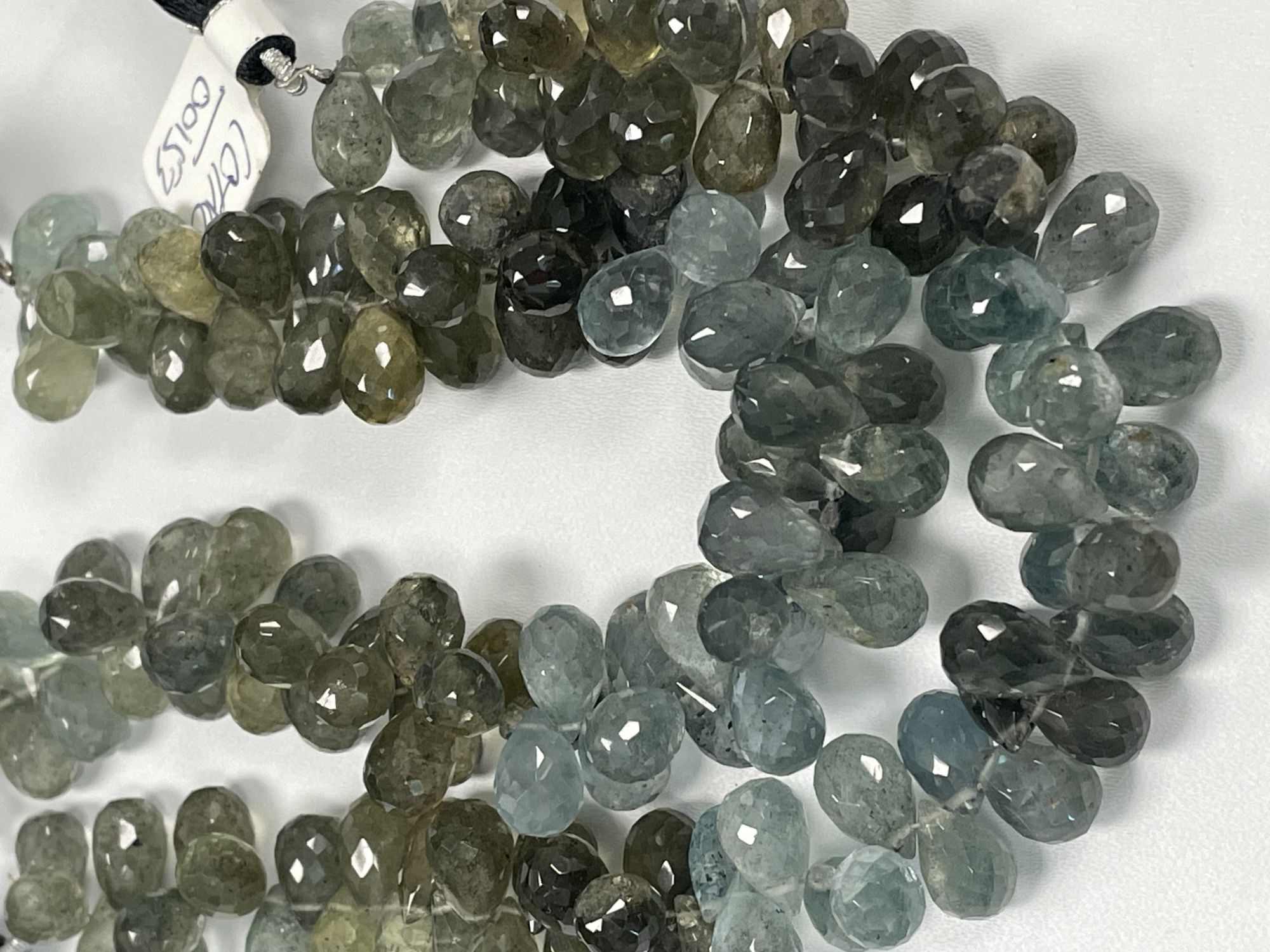 Shaded Moss Aquamarine Drop Faceted