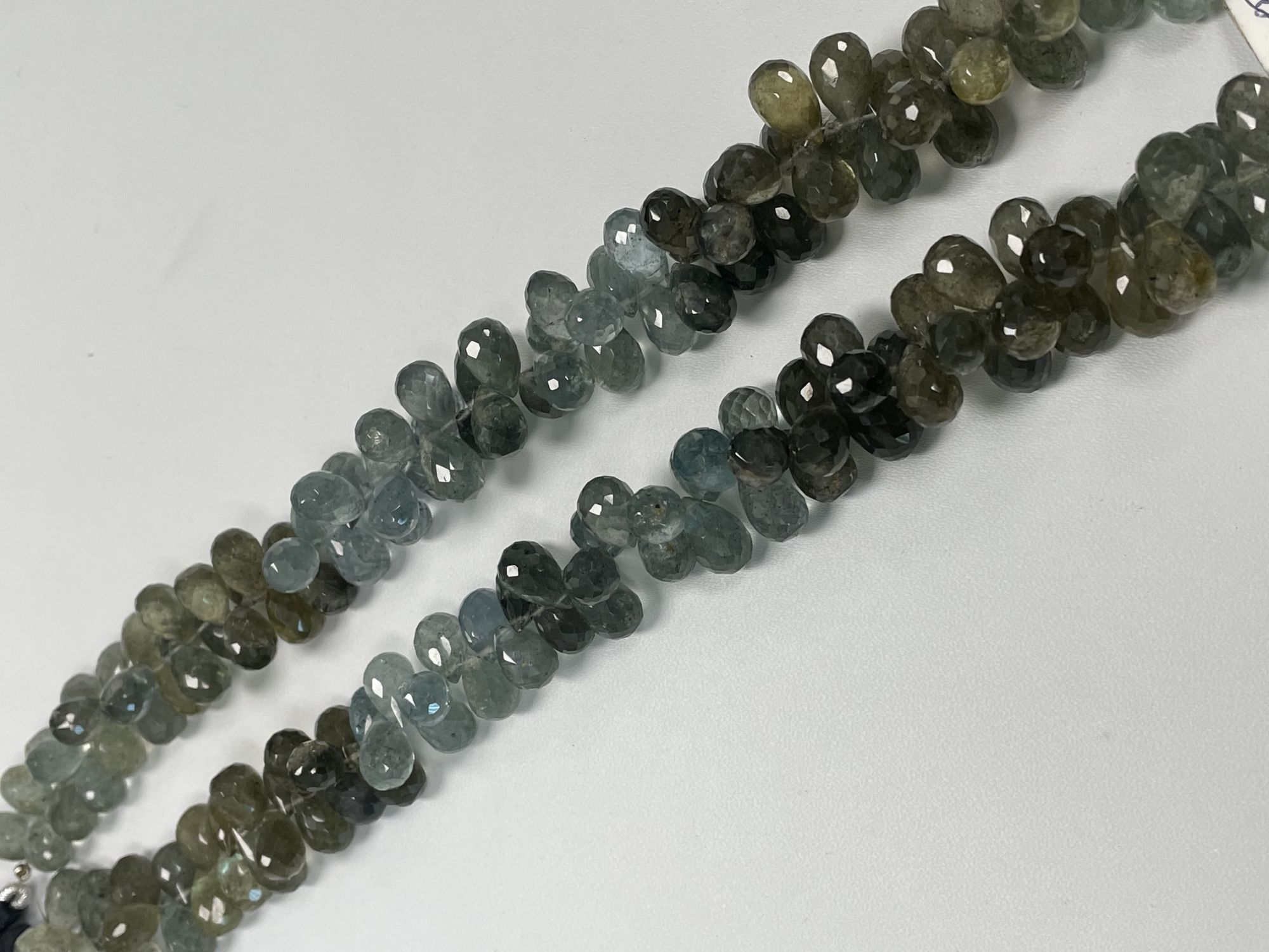 Shaded Moss Aquamarine Drop Faceted