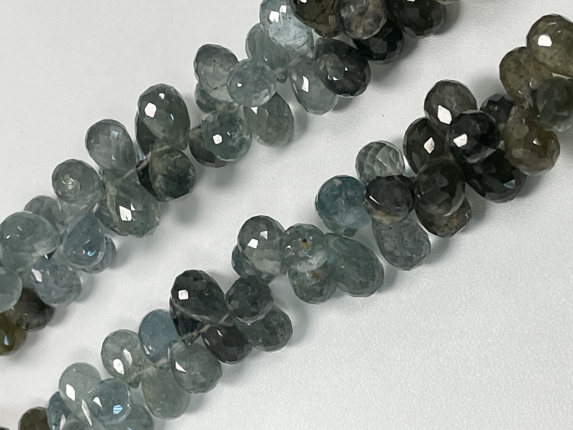 Shaded Moss Aquamarine Drop Faceted