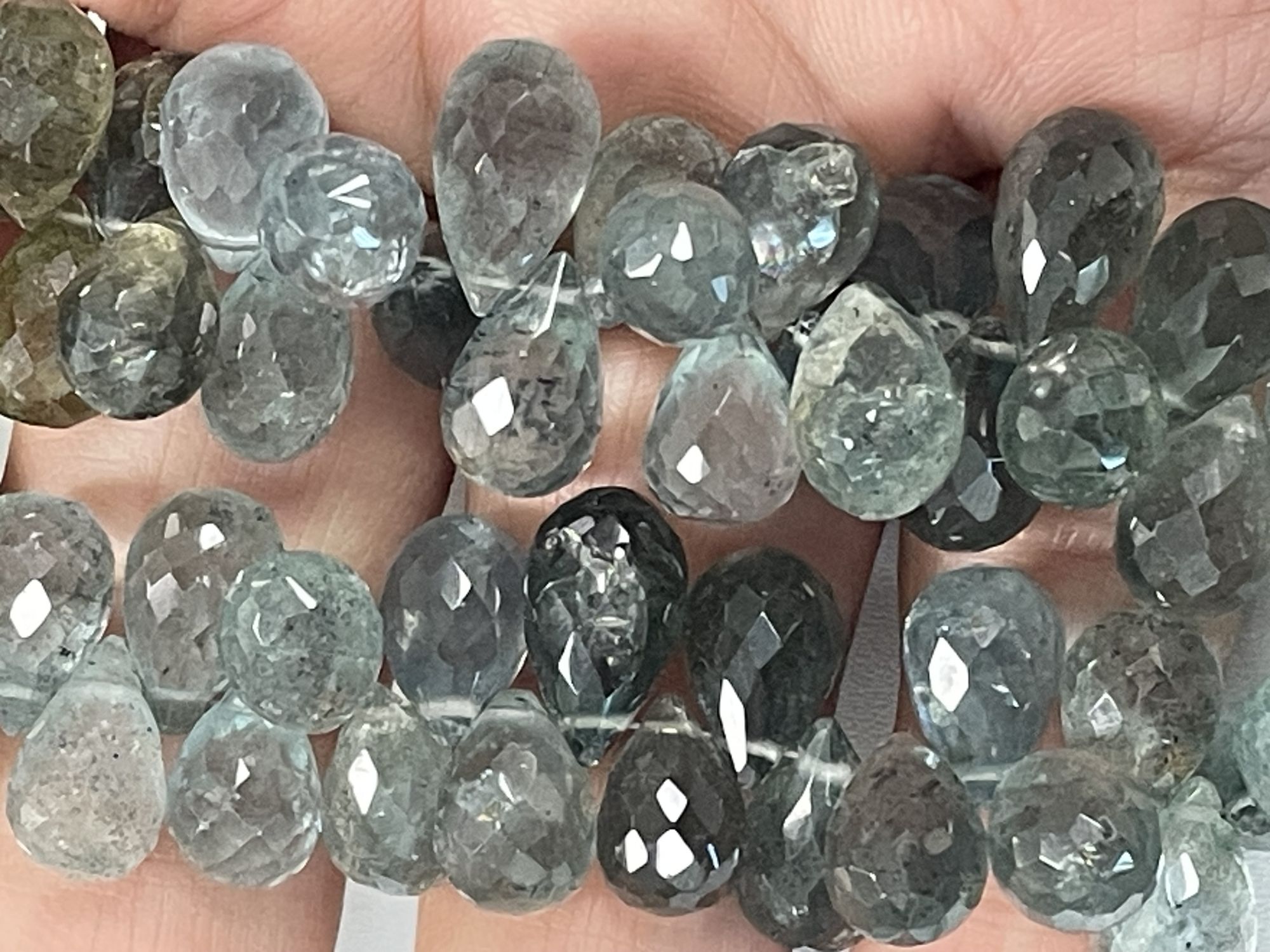 Shaded Moss Aquamarine Drop Faceted