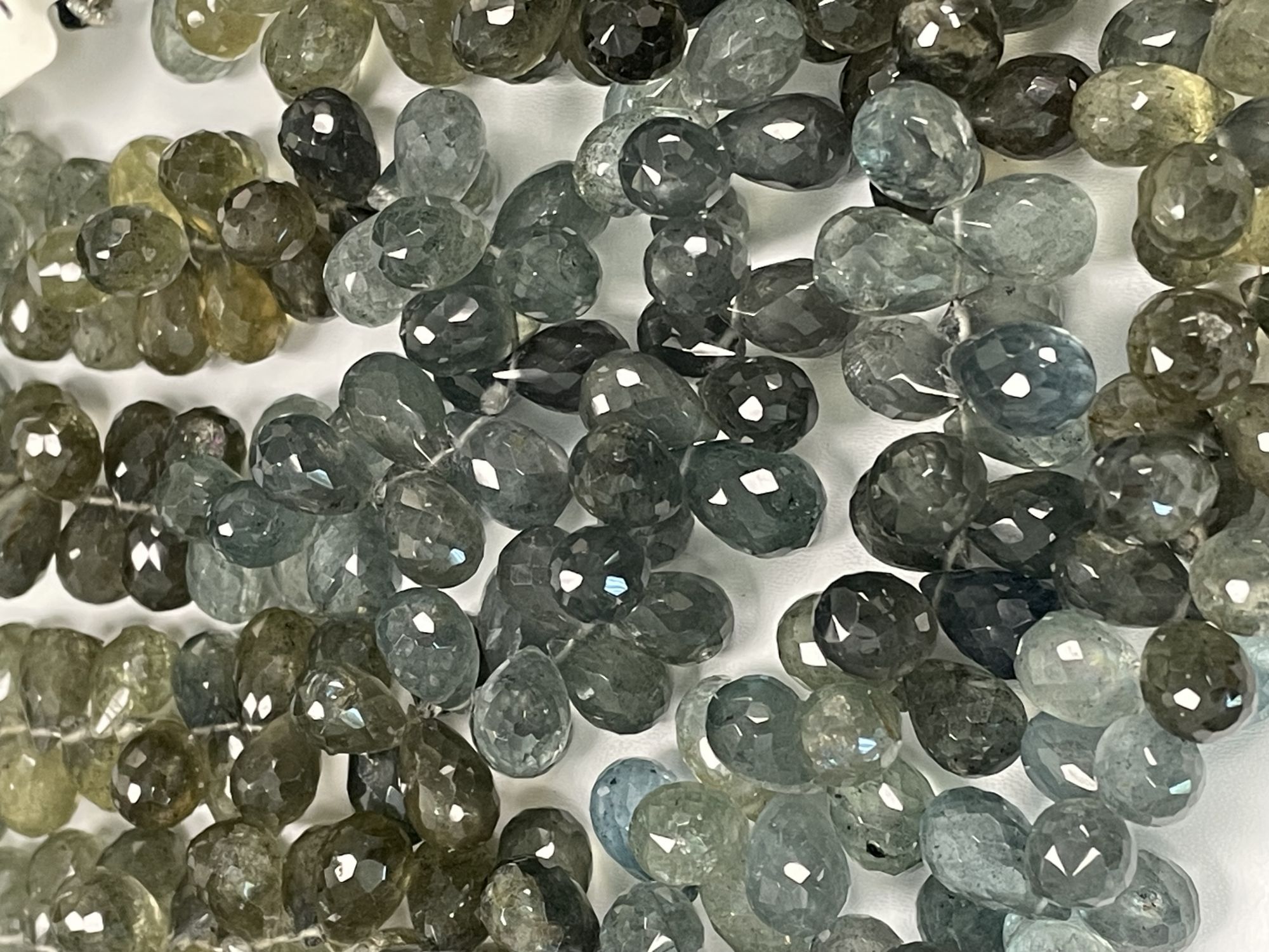 Shaded Moss Aquamarine Drop Faceted