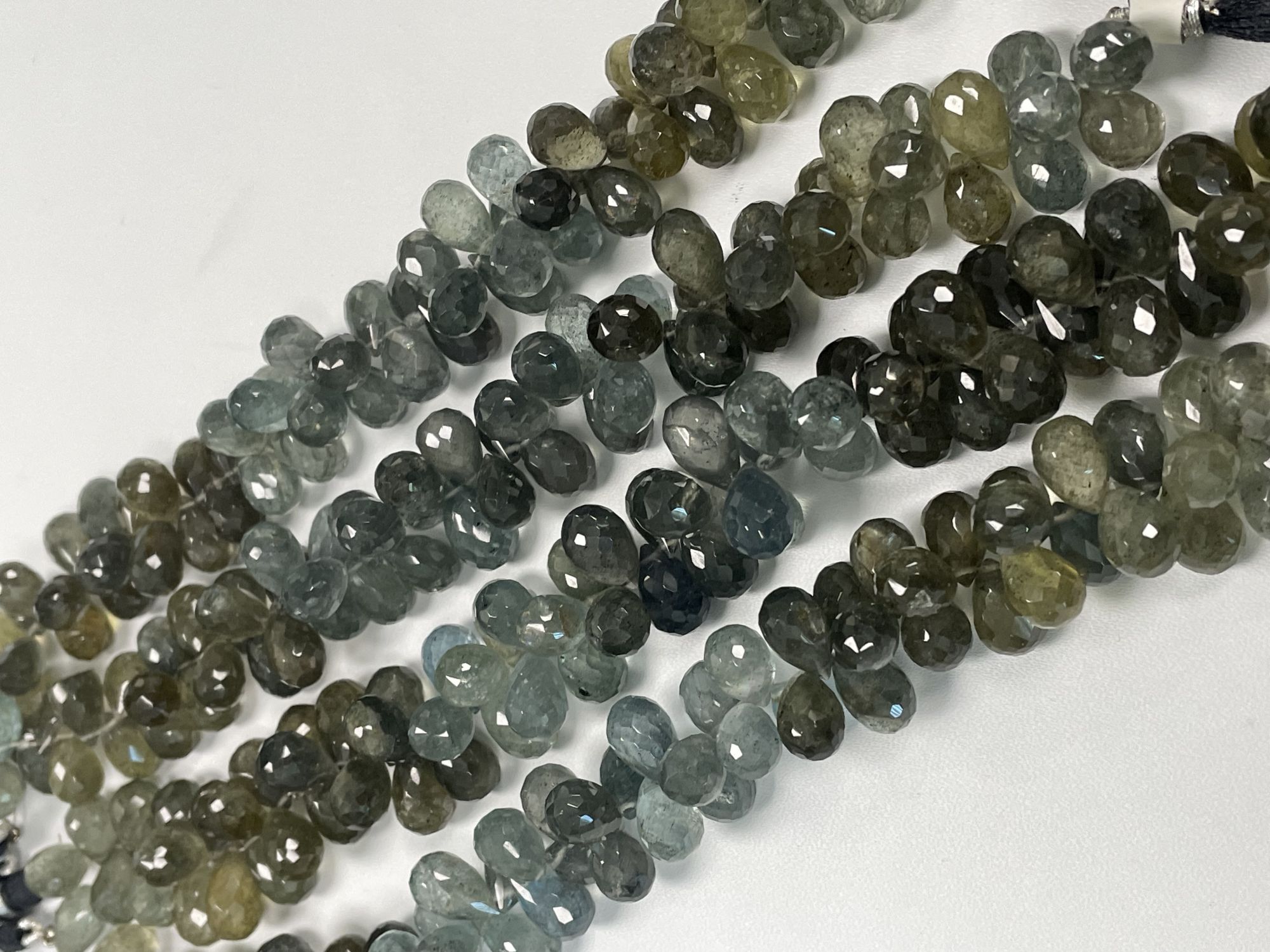 Shaded Moss Aquamarine Drop Faceted