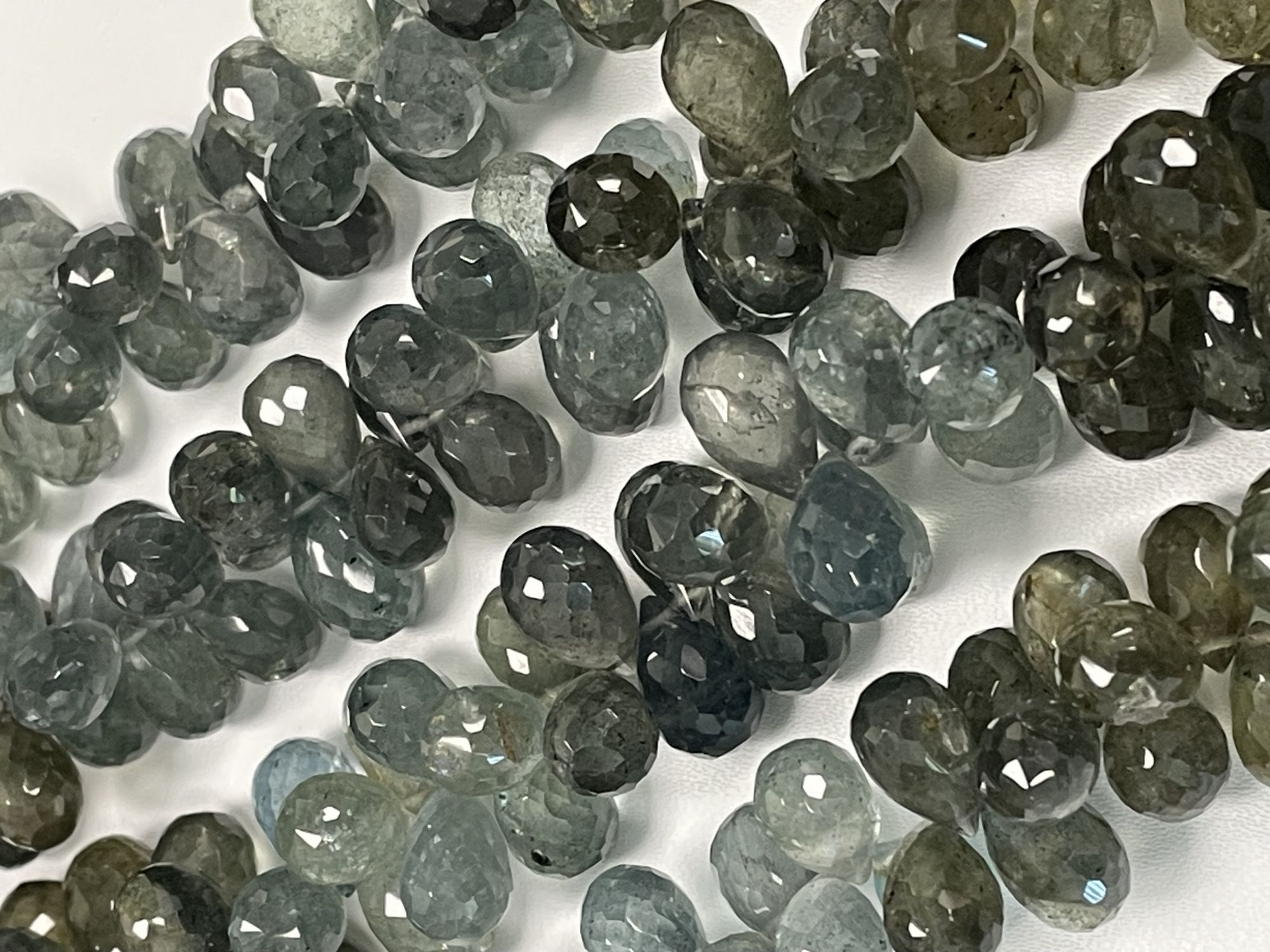 Shaded Moss Aquamarine Drop Faceted