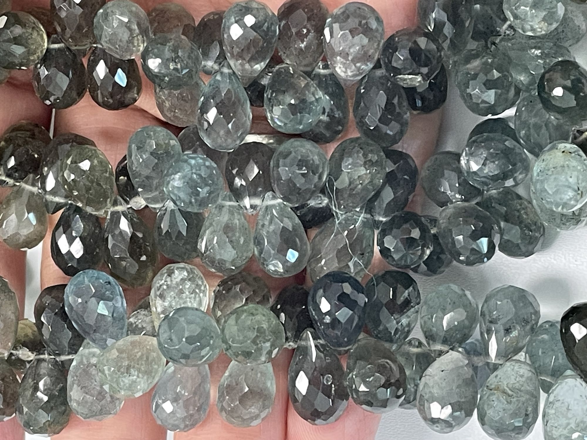 Shaded Moss Aquamarine Drop Faceted