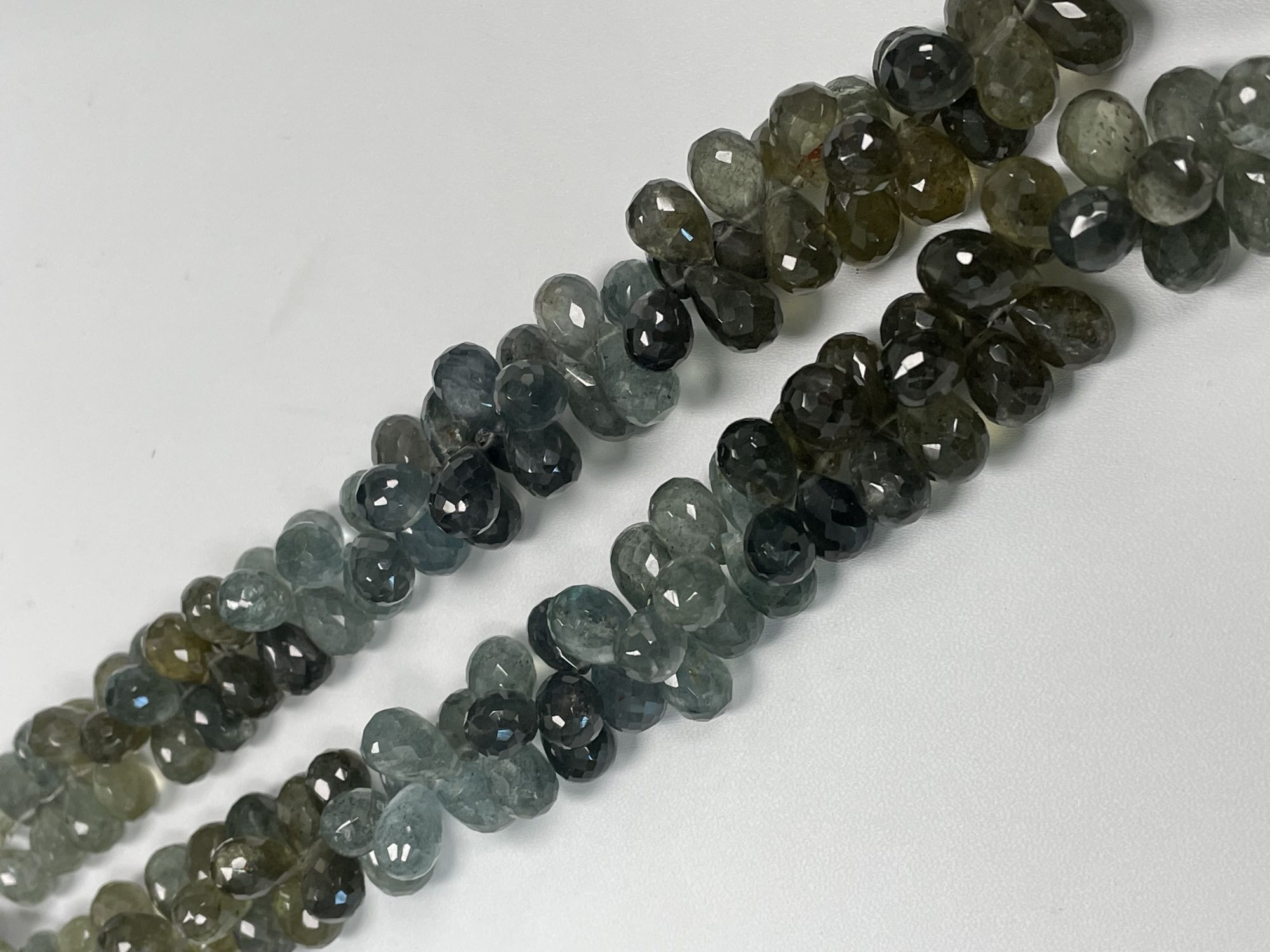 Shaded Moss Aquamarine Drop Faceted