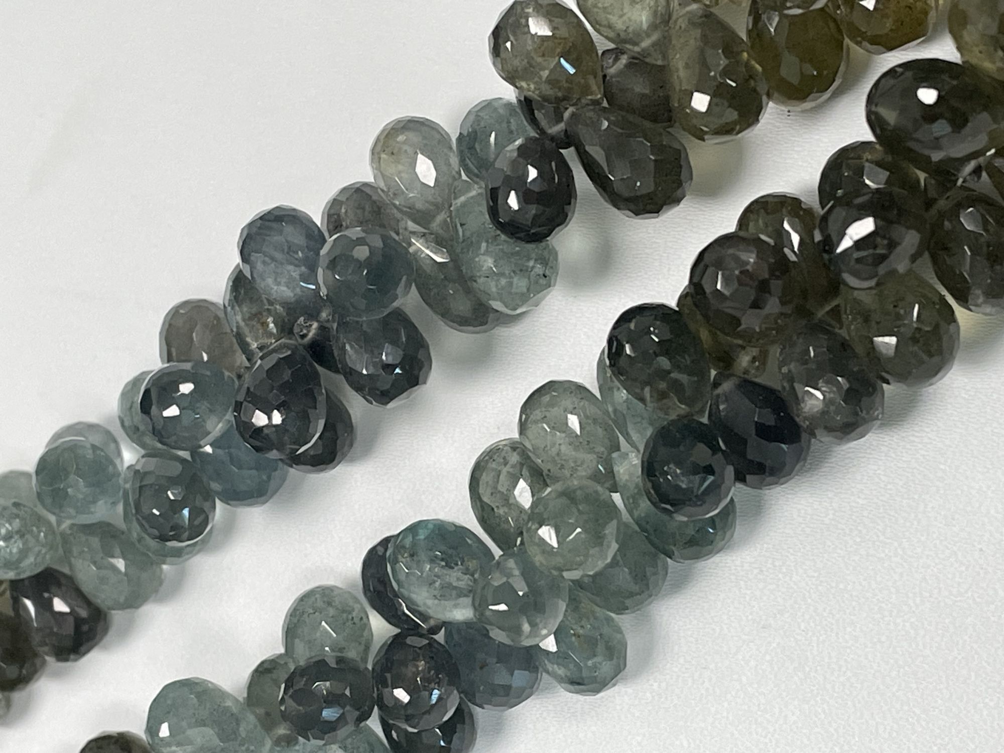 Shaded Moss Aquamarine Drop Faceted