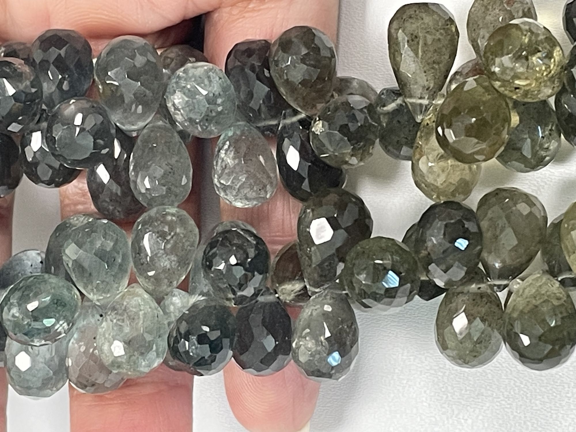 Shaded Moss Aquamarine Drop Faceted