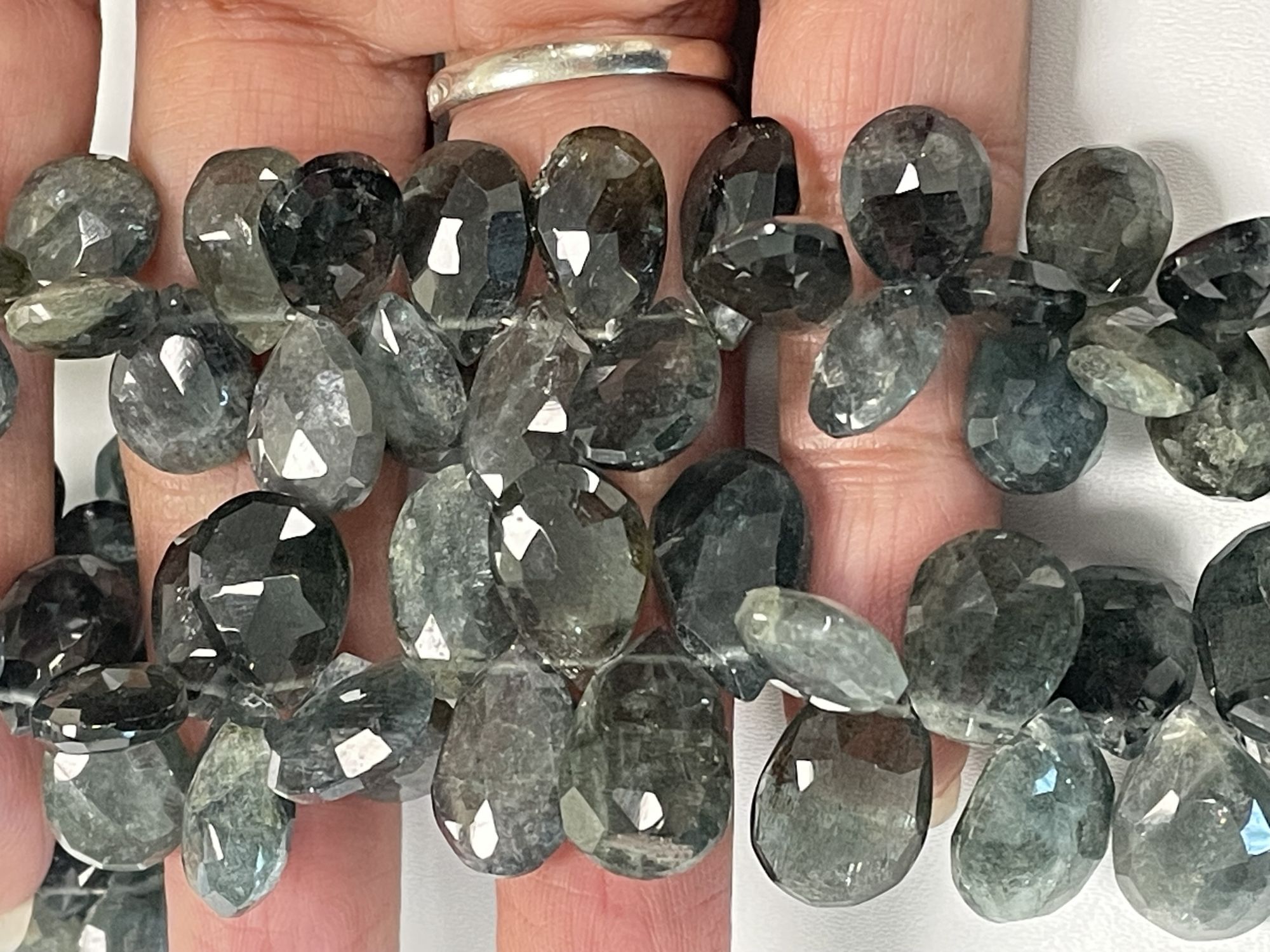 Moss Aquamarine Pear Faceted