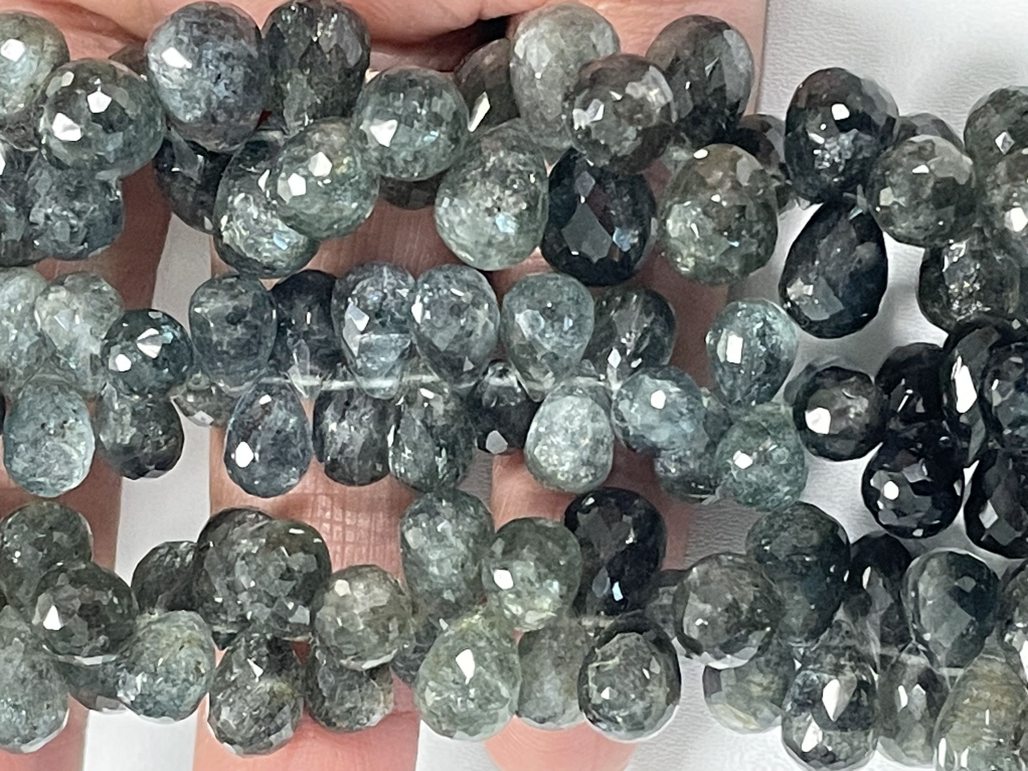 Moss Aquamarine Drop Faceted