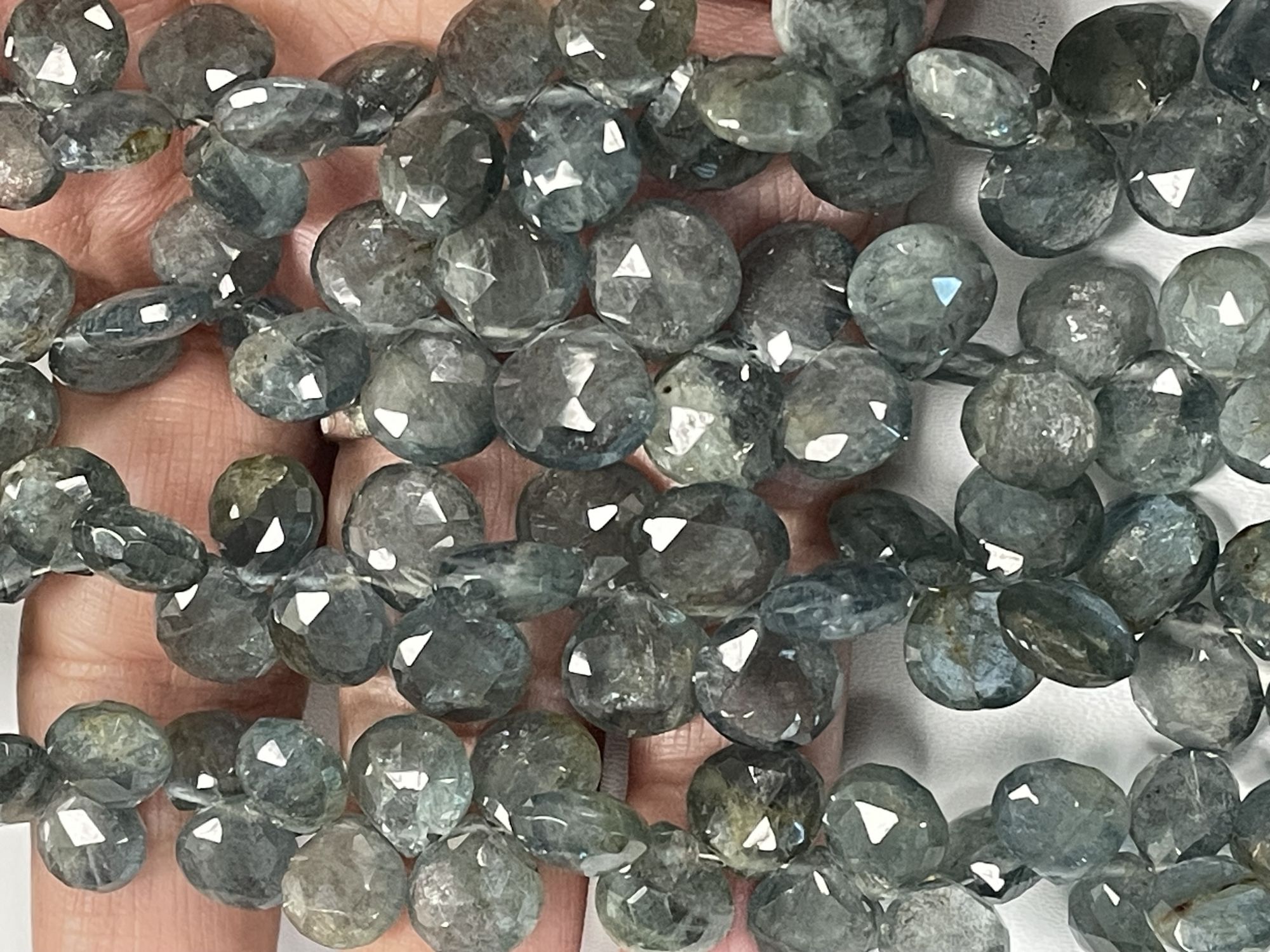 Moss Aquamarine Heart Faceted