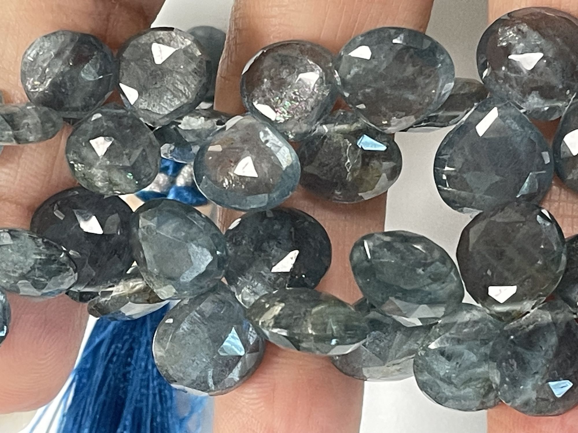 Moss Aquamarine Heart Faceted