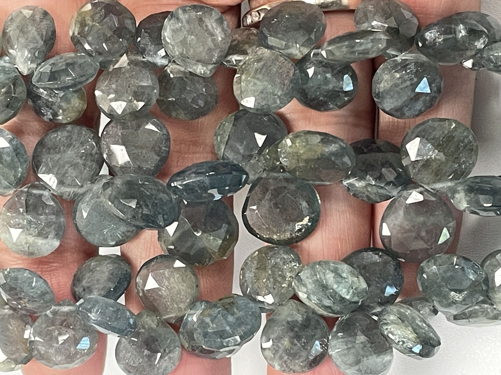 Moss Aquamarine Heart Faceted