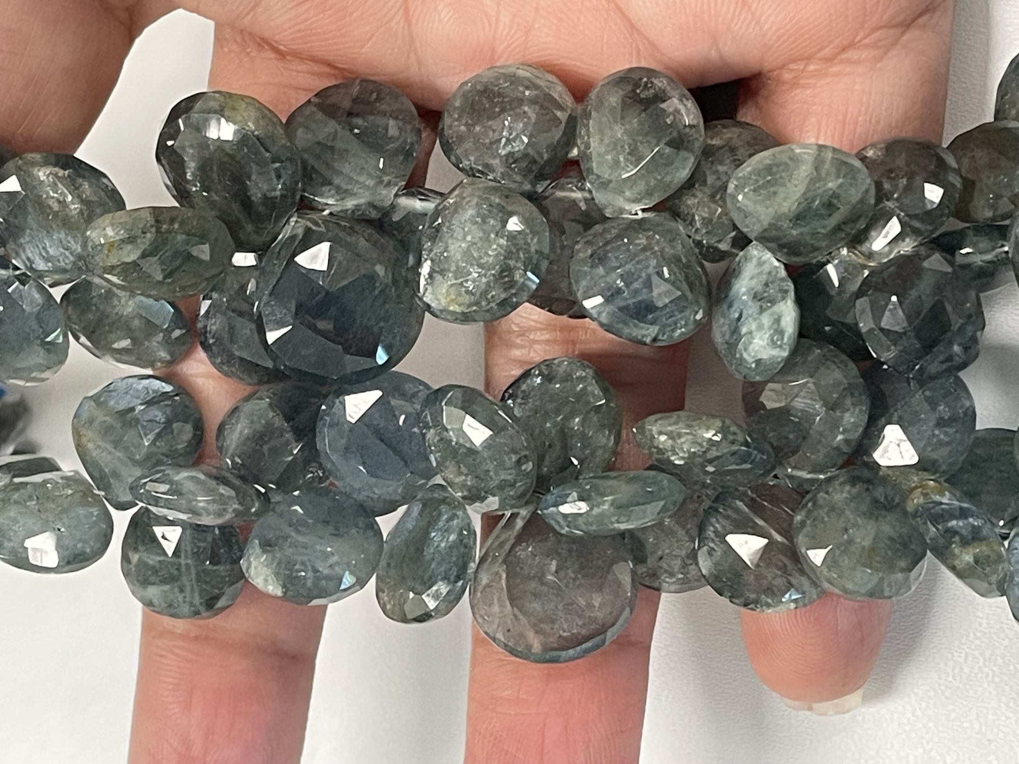 Moss Aquamarine Heart faceted