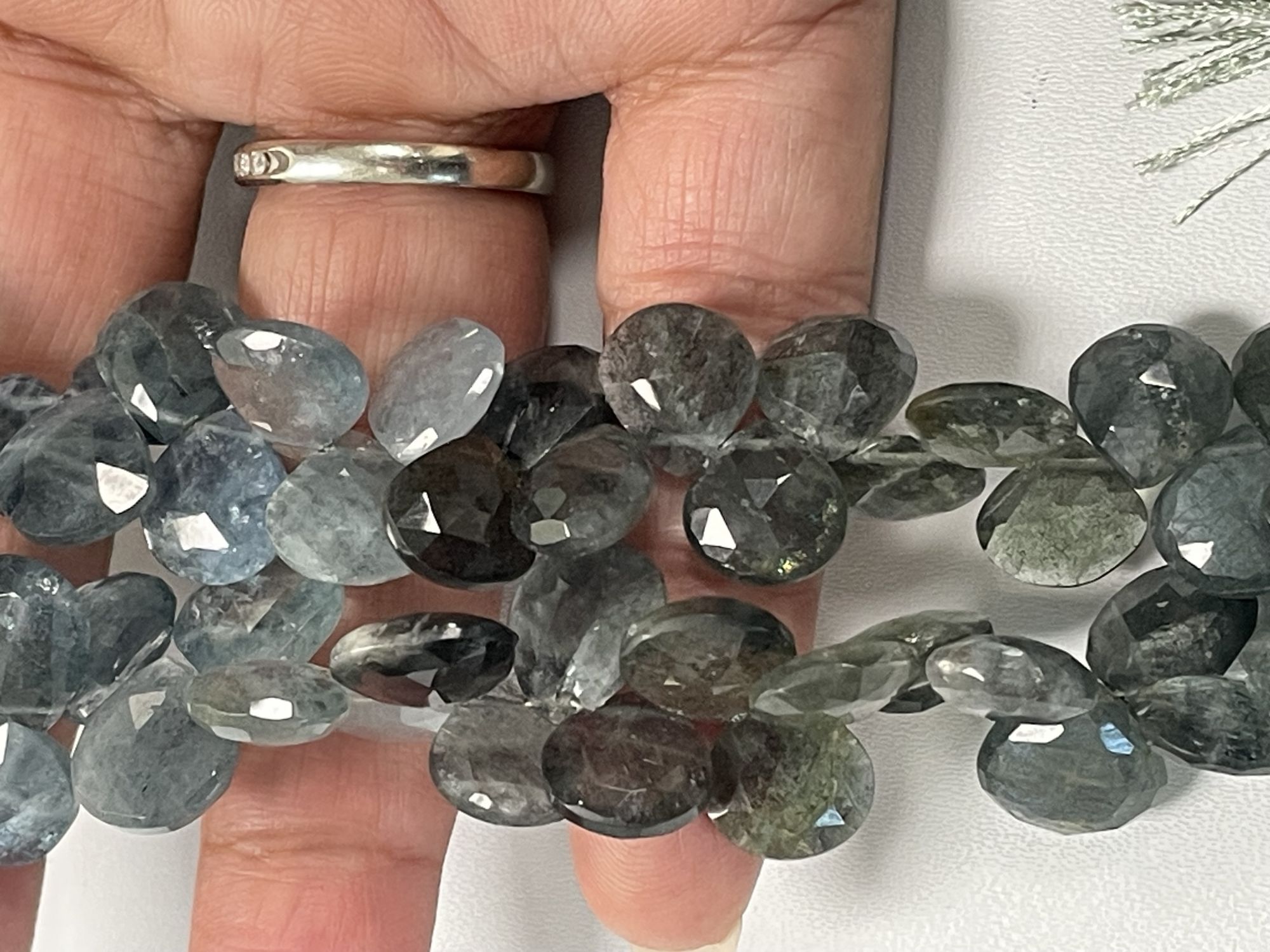 Shaded Moss Aquamarine Heart Faceted