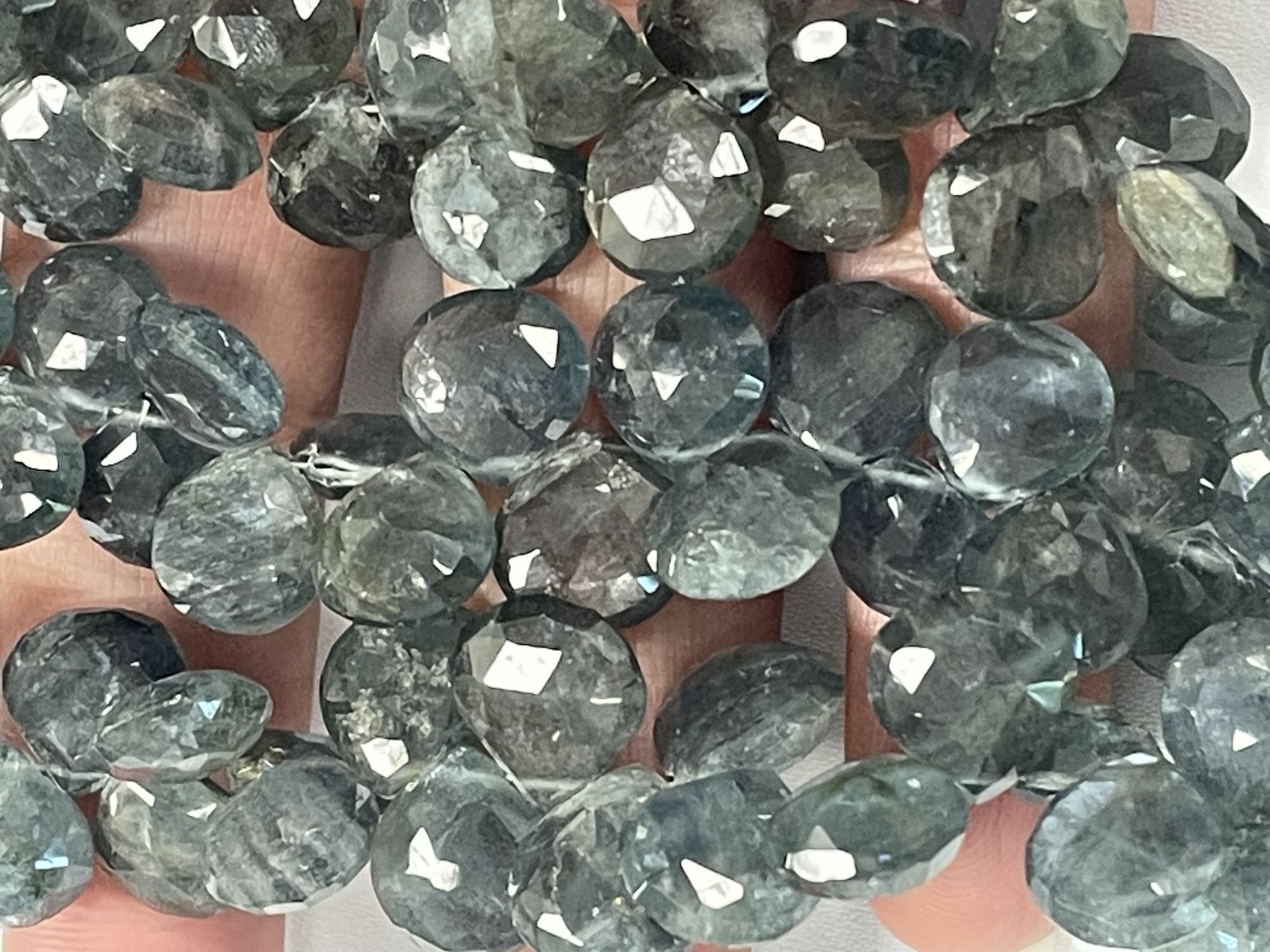 Moss Aquamarine Heart Faceted