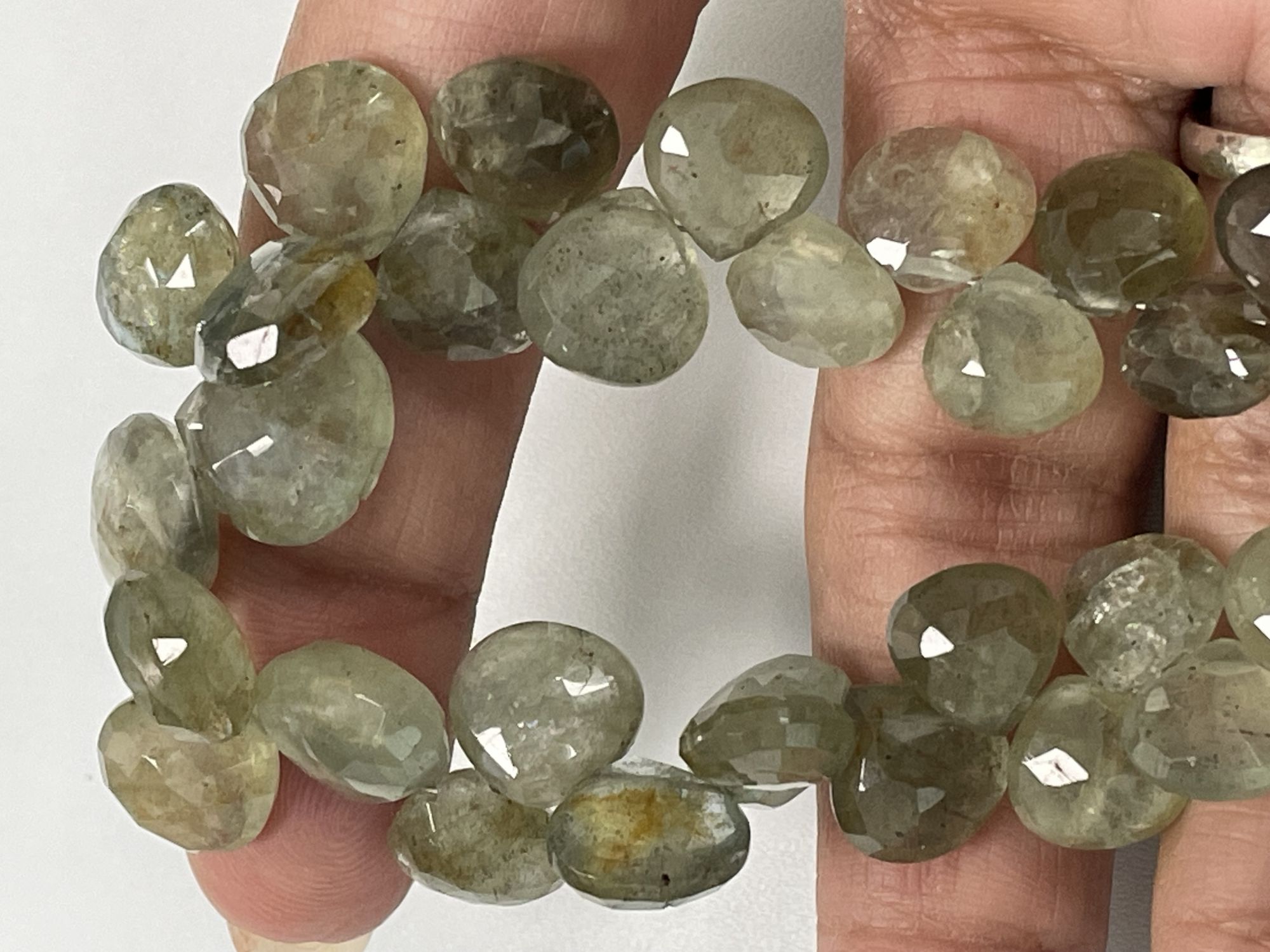 Moss Aquamarine Heart Faceted