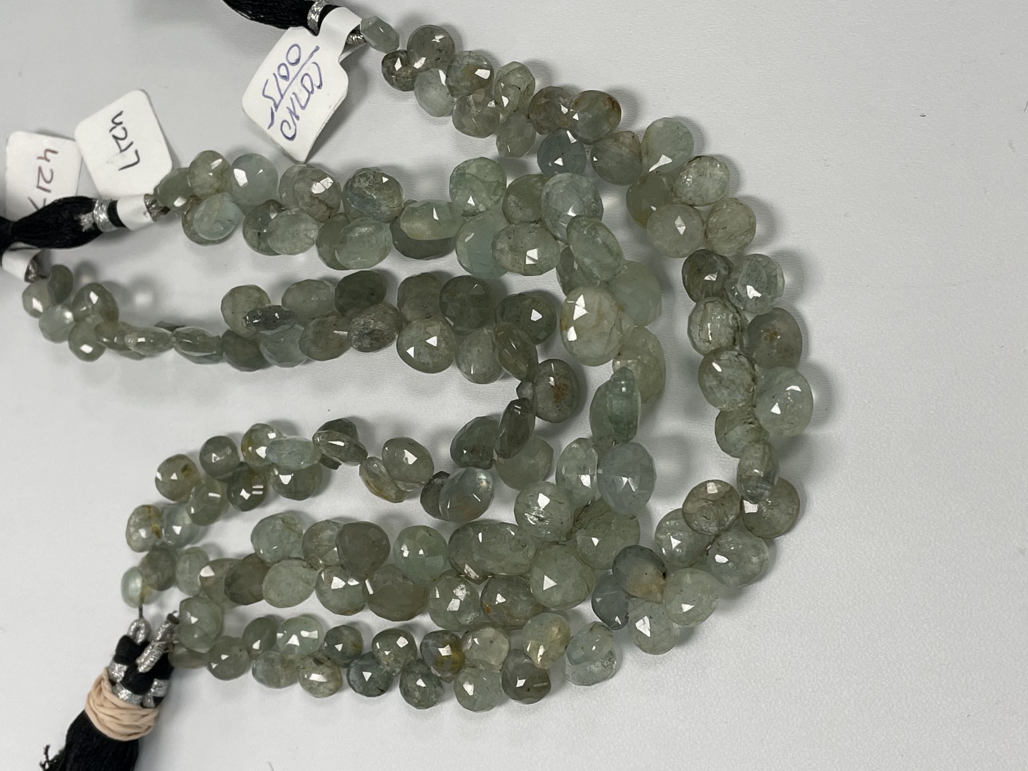 Moss Aquamarine Heart Faceted