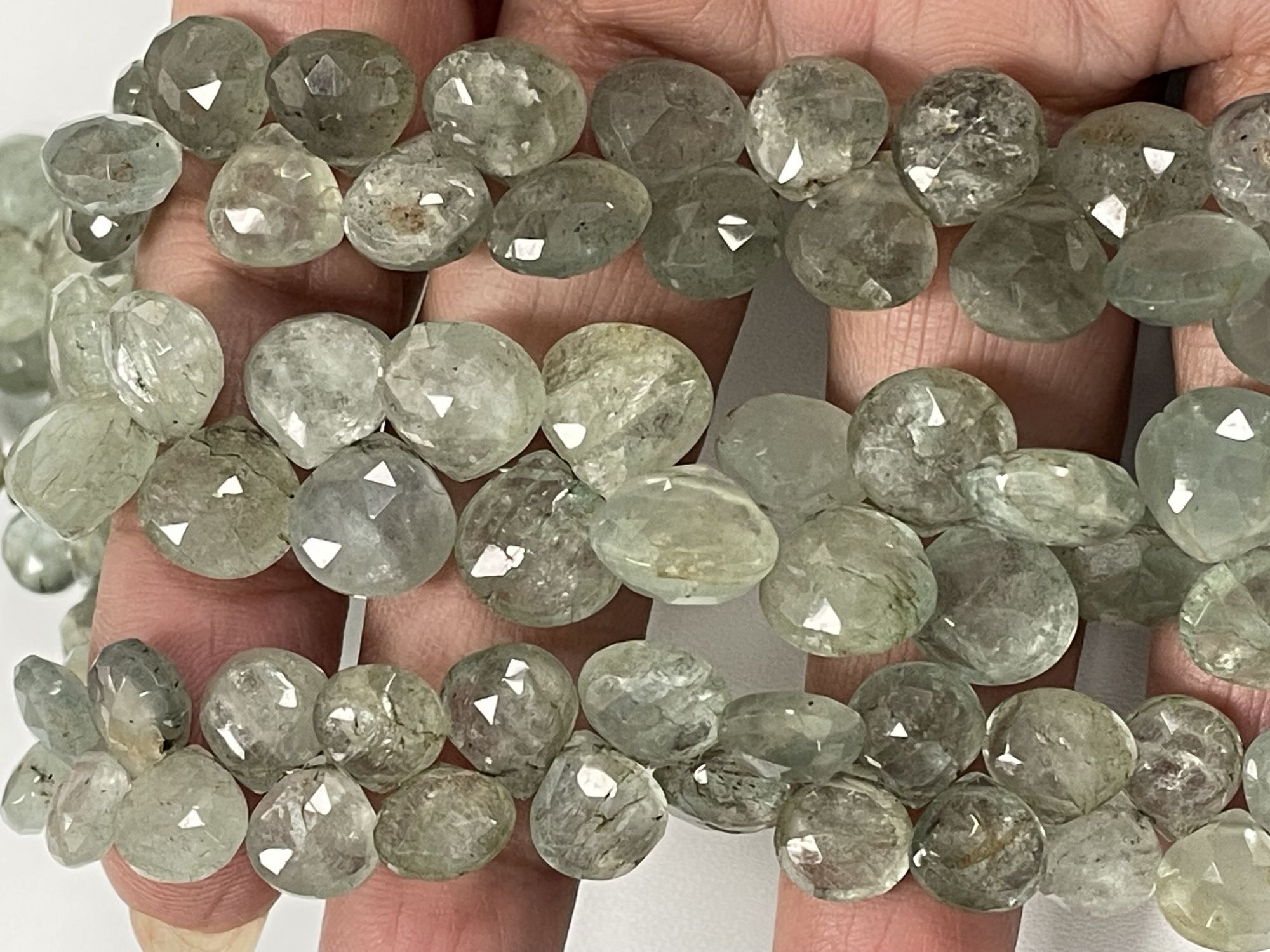 Moss Aquamarine Heart Faceted