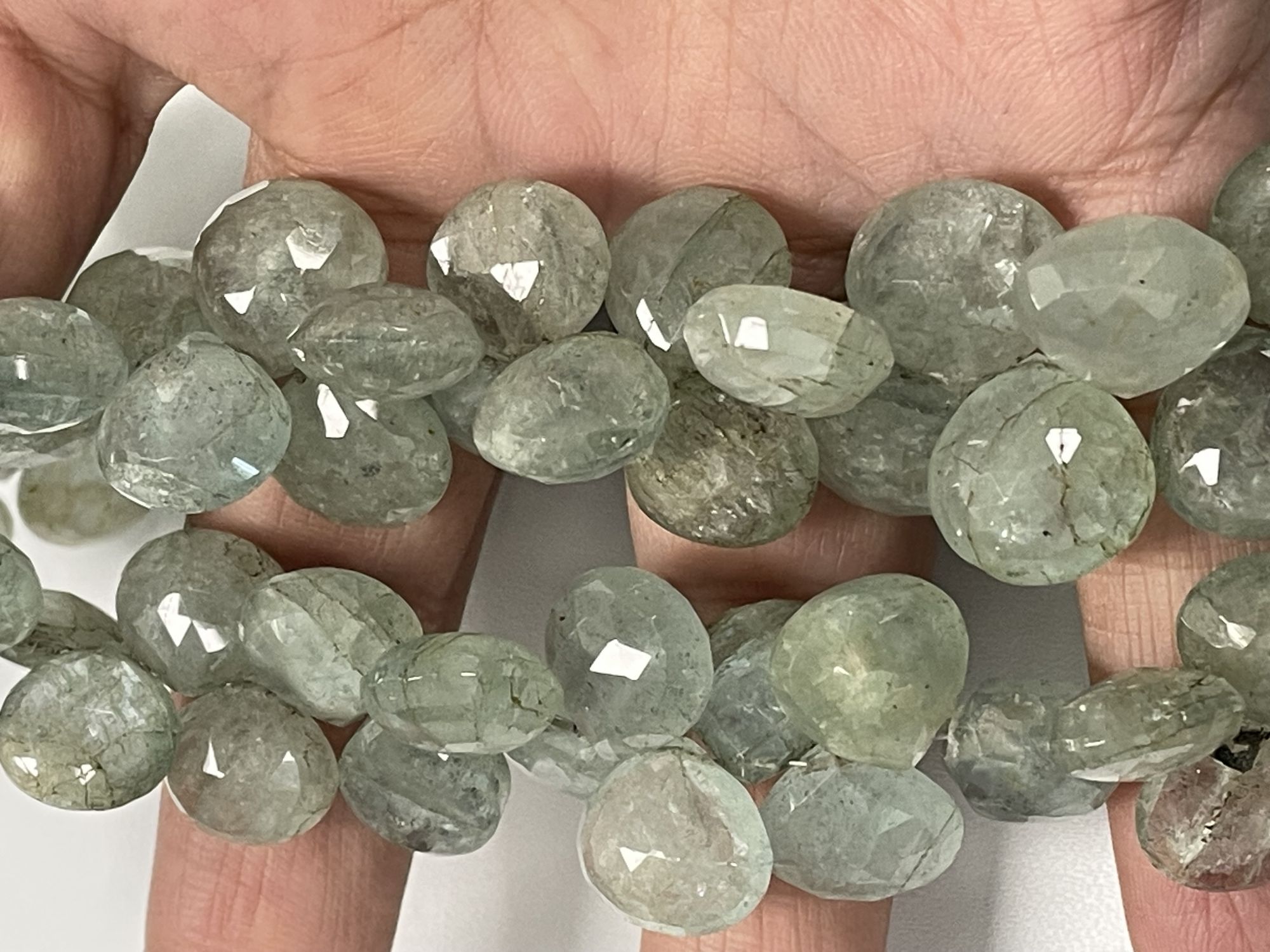 Moss Aquamarine Heart Faceted