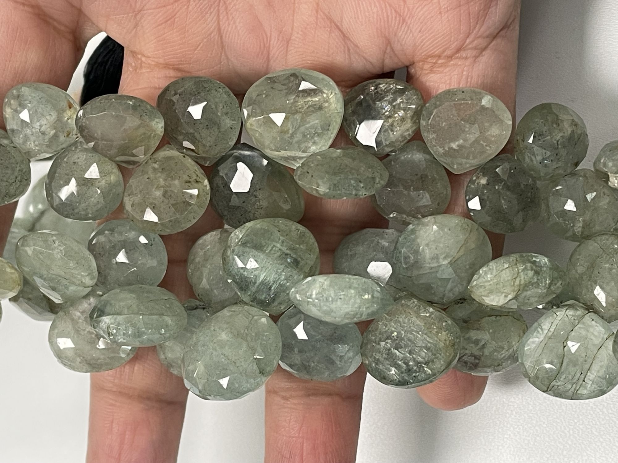 Moss Aquamarine Heart Faceted