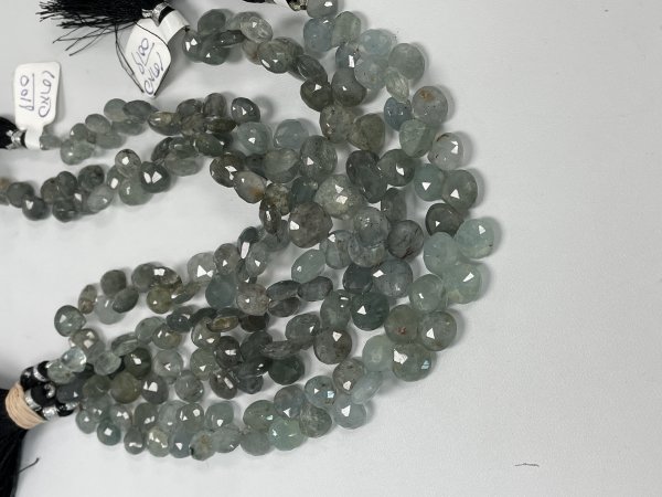 Moss Aquamarine Heart Faceted