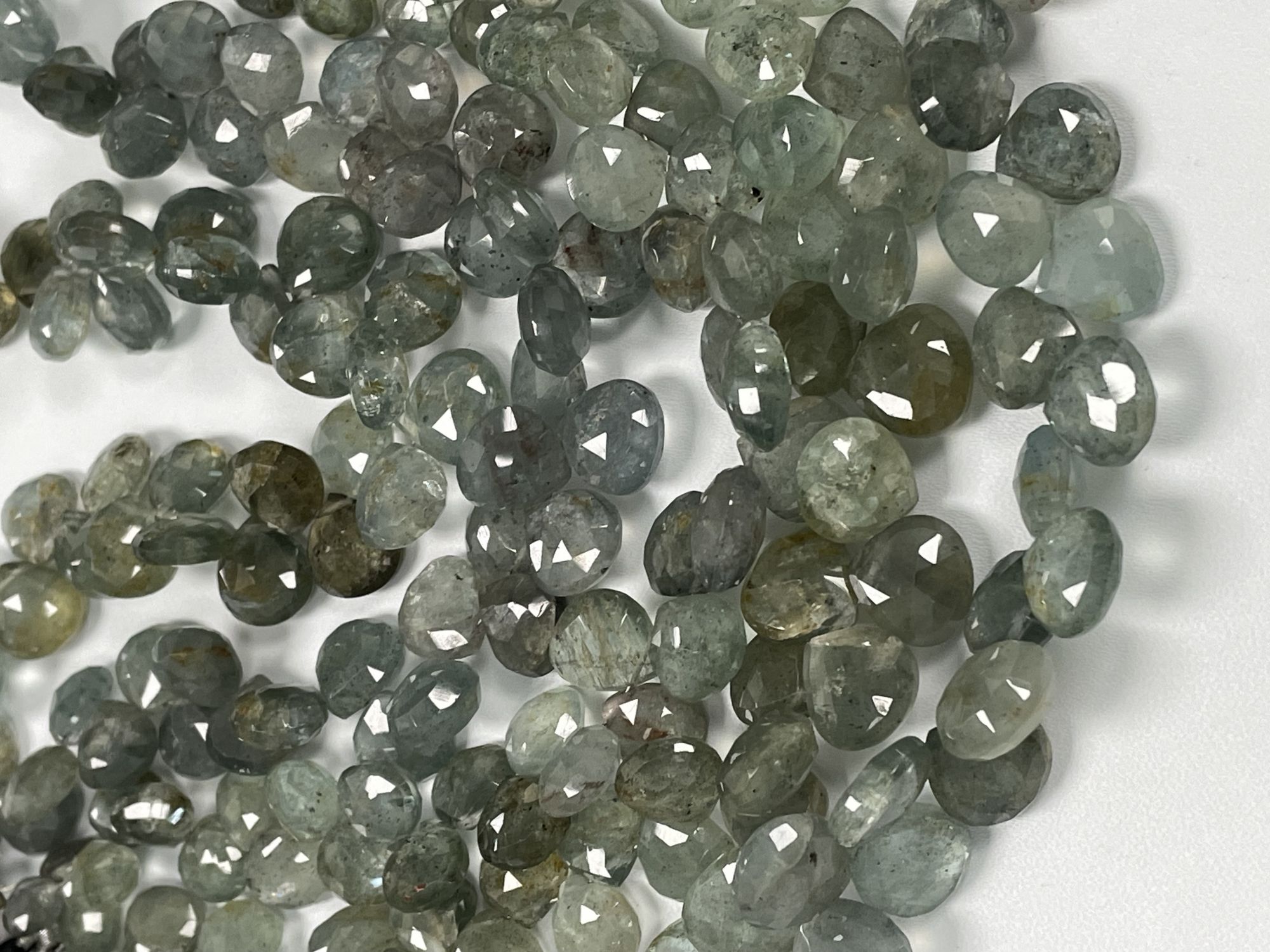 Moss Aquamarine Heart Faceted