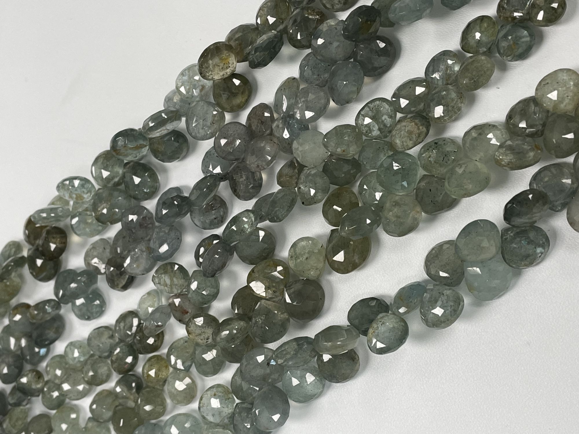 Moss Aquamarine Heart Faceted