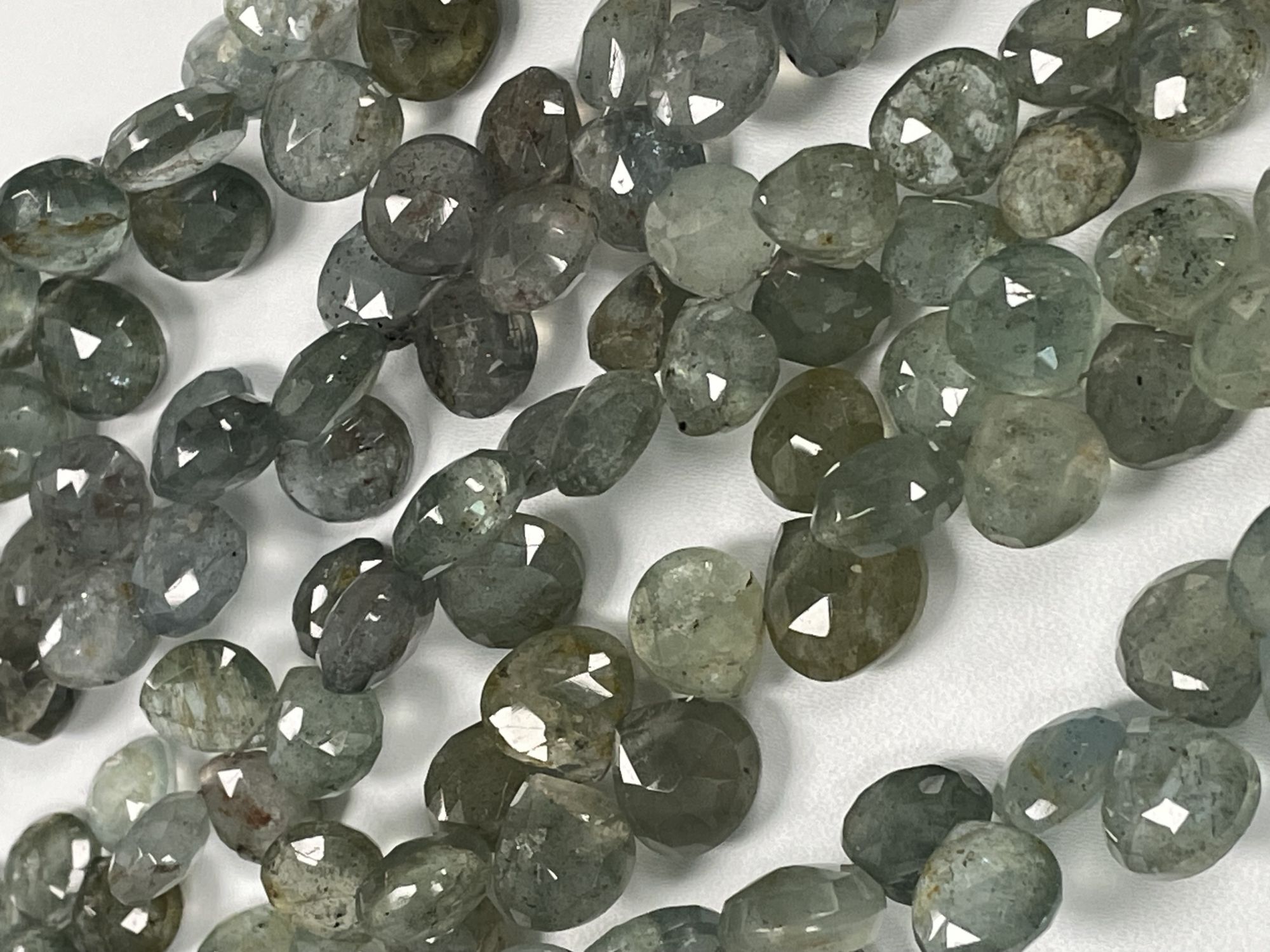 Moss Aquamarine Heart Faceted