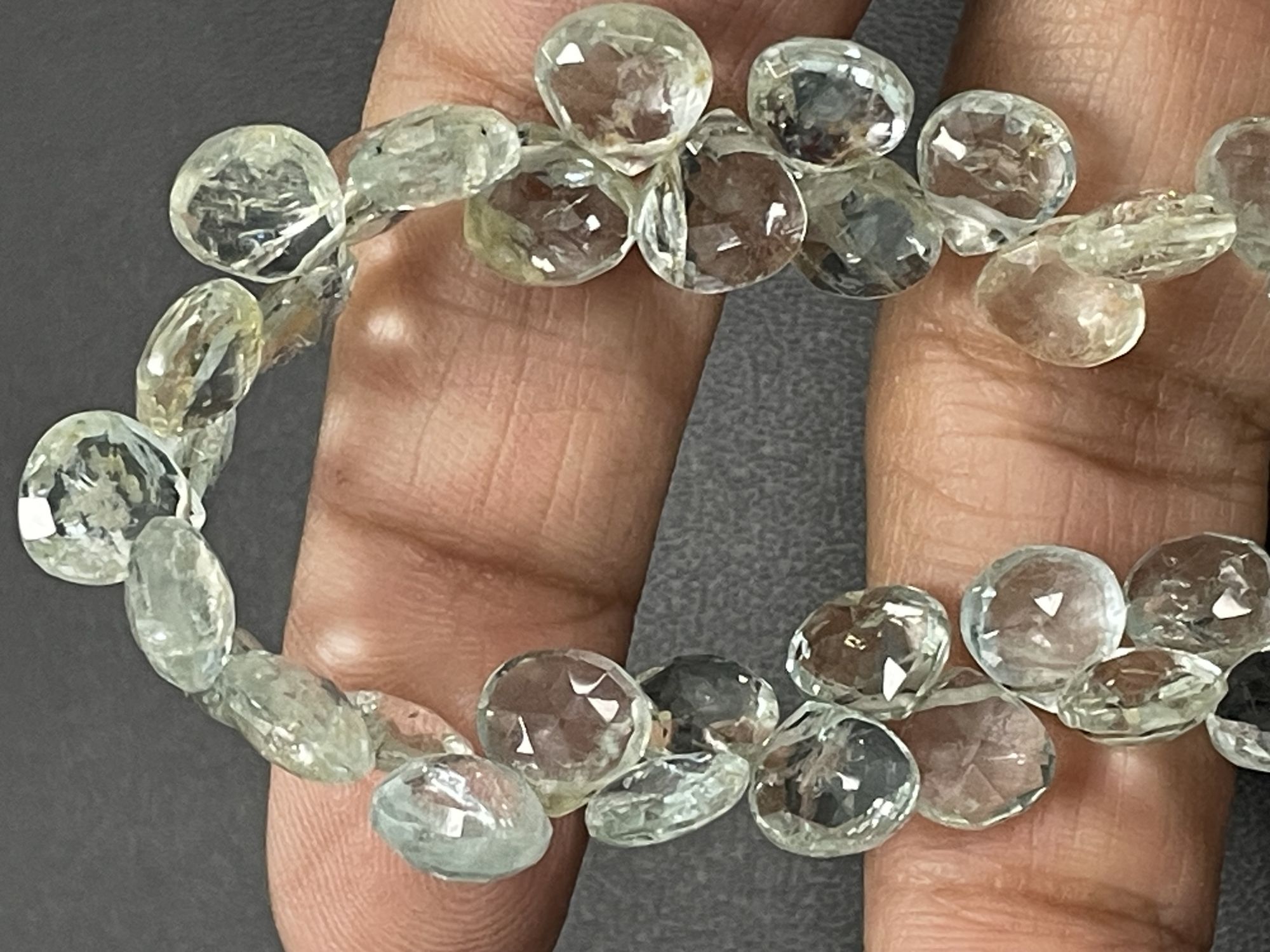 Moss Aquamarine Heart Faceted