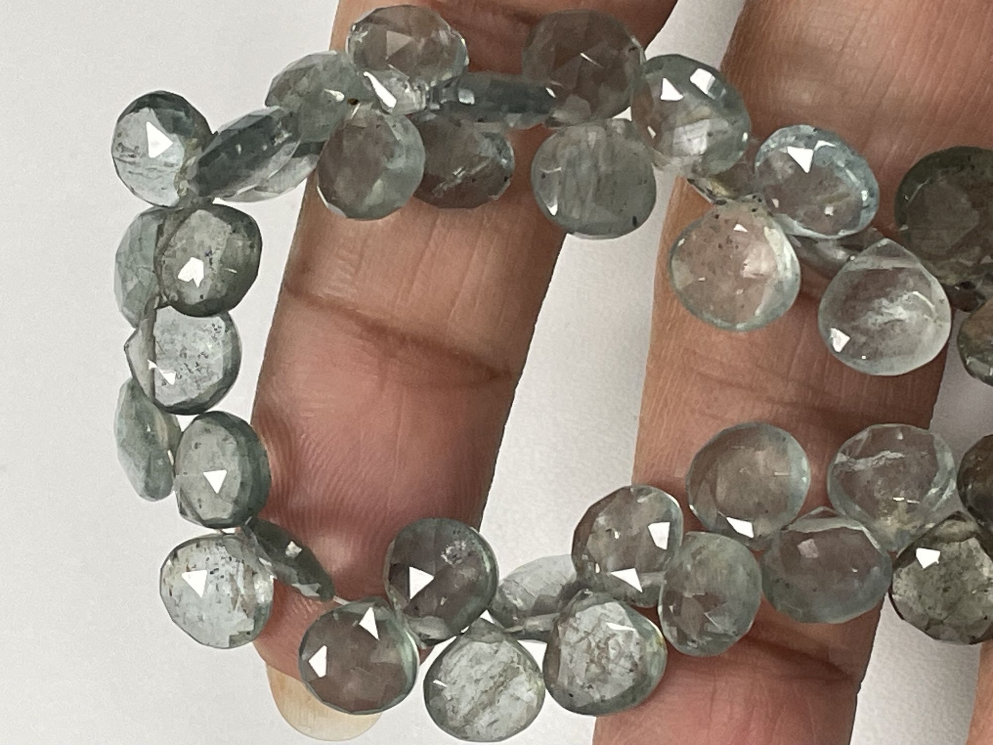 Shaded Moss Aquamarine Heart Faceted