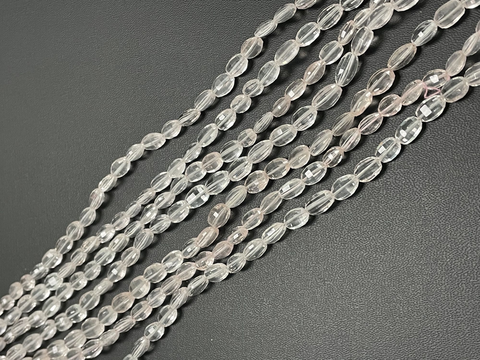 Rose Quartz Step Cut Oval Faceted