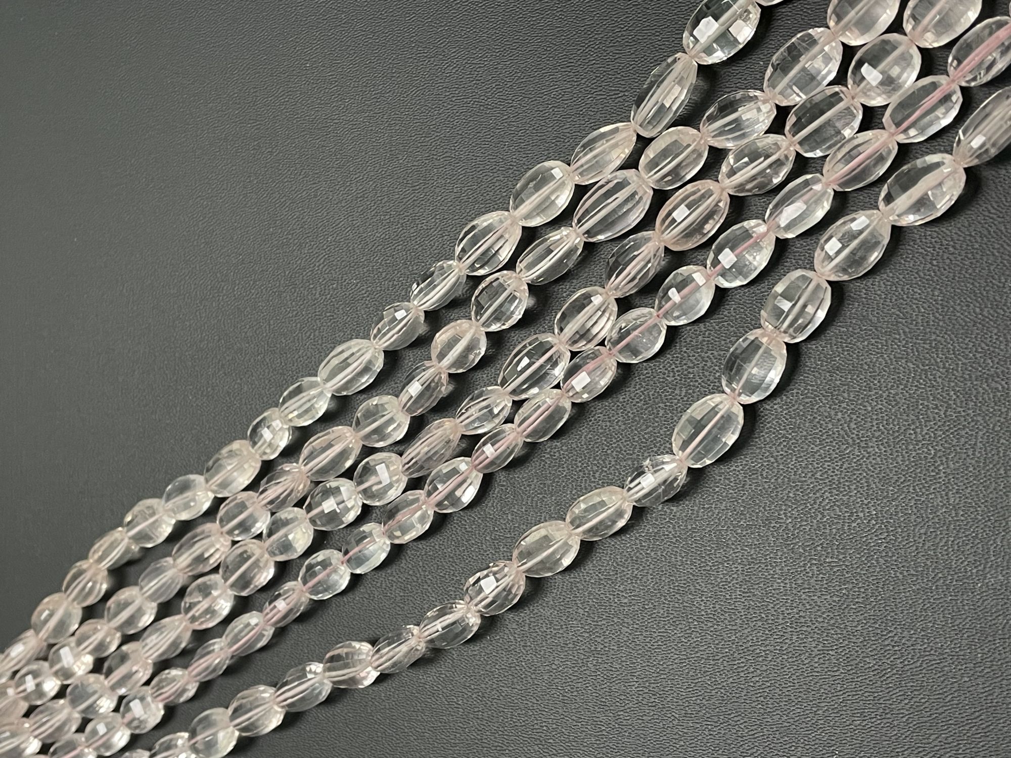 Rose Quartz Step Cut Oval Faceted