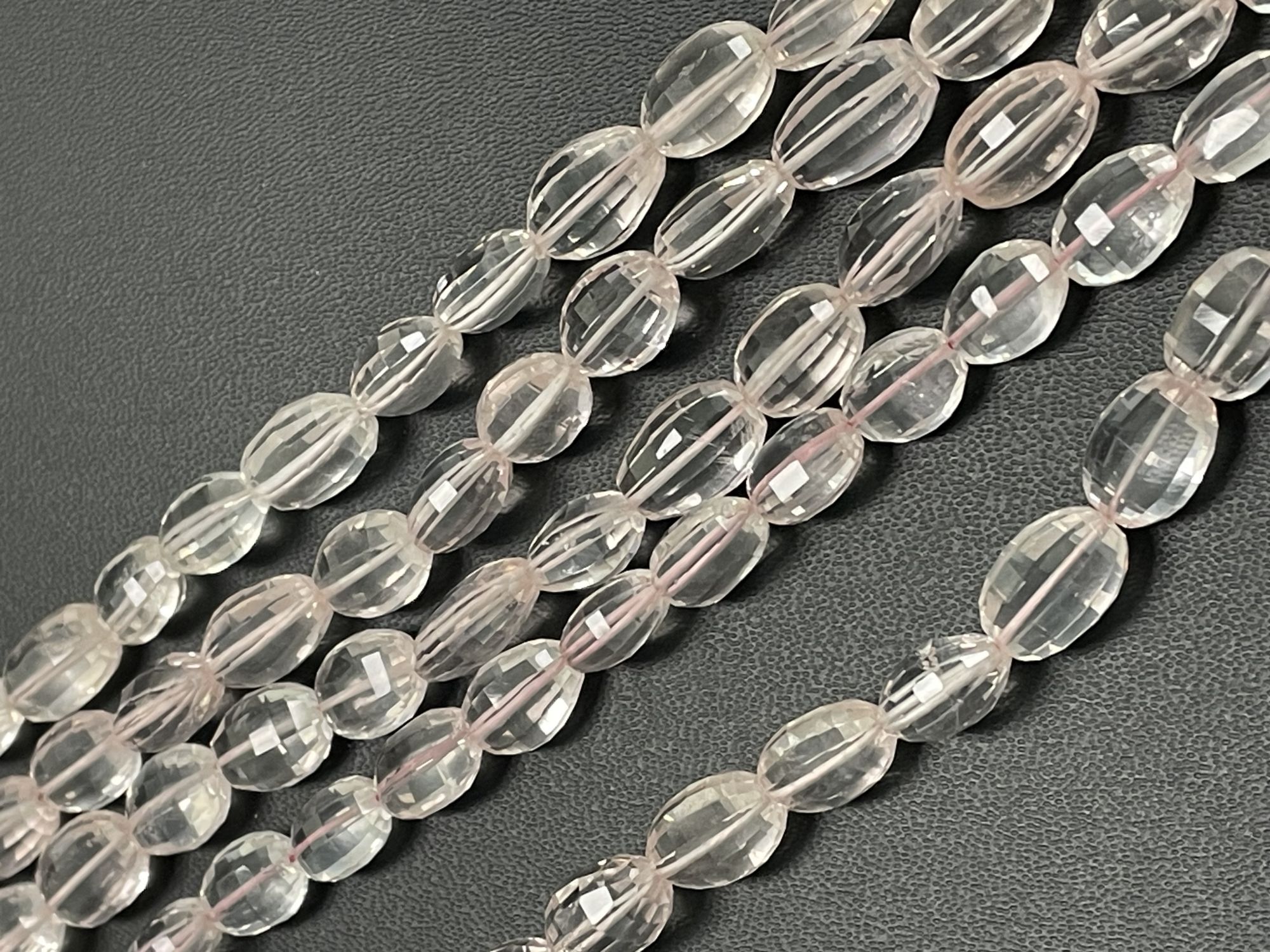 Rose Quartz Step Cut Oval Faceted