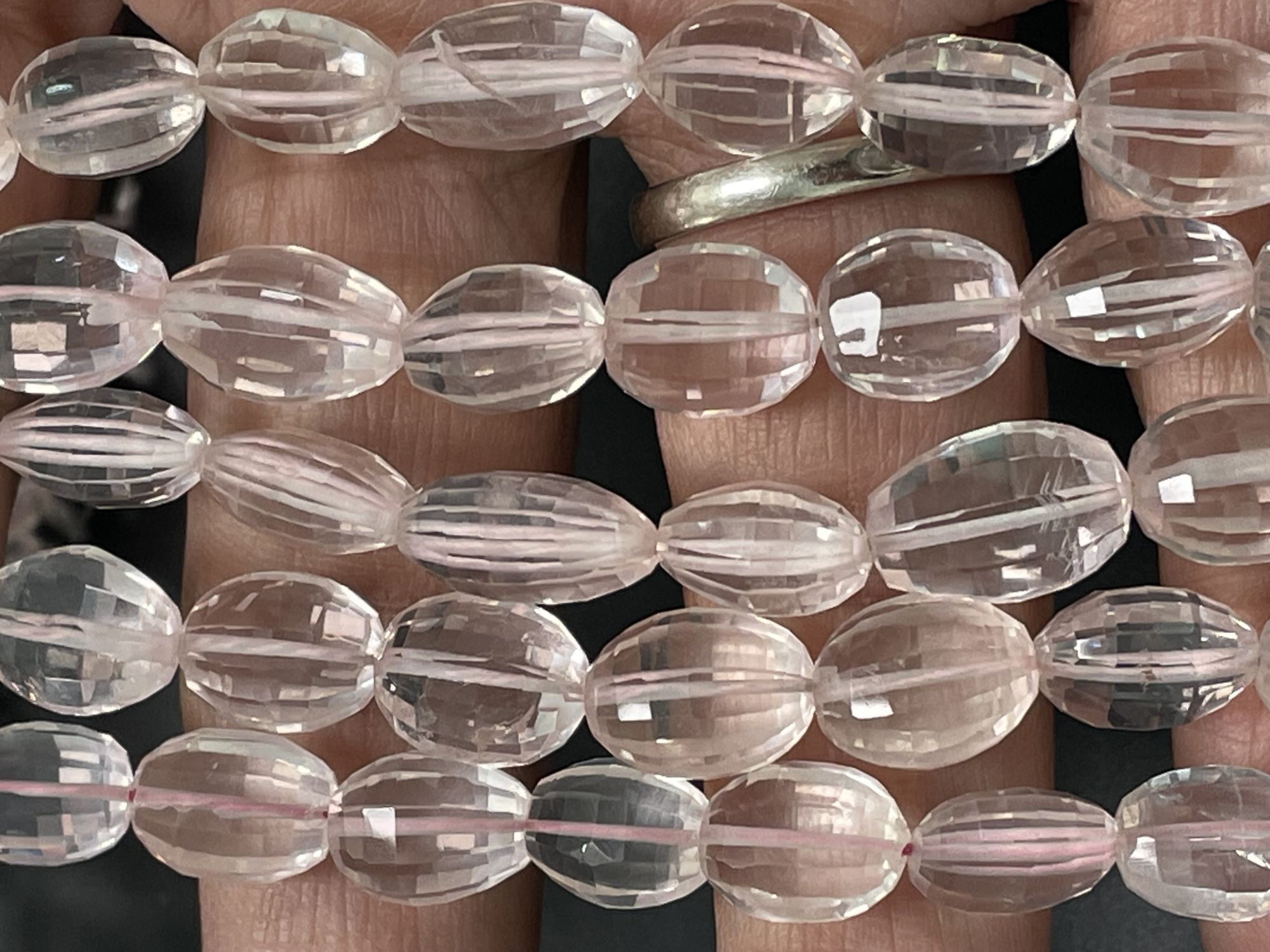 Rose Quartz Step Cut Oval Faceted